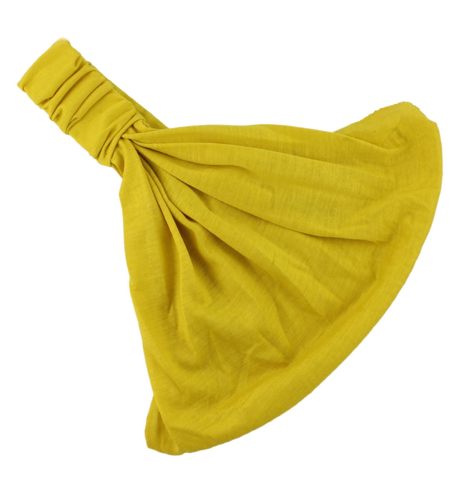 Cherry-on-Top Headwrap Headband Elasticated Head Wrap Cotton In Many Colours Stretchy 3 In 1 Mustard