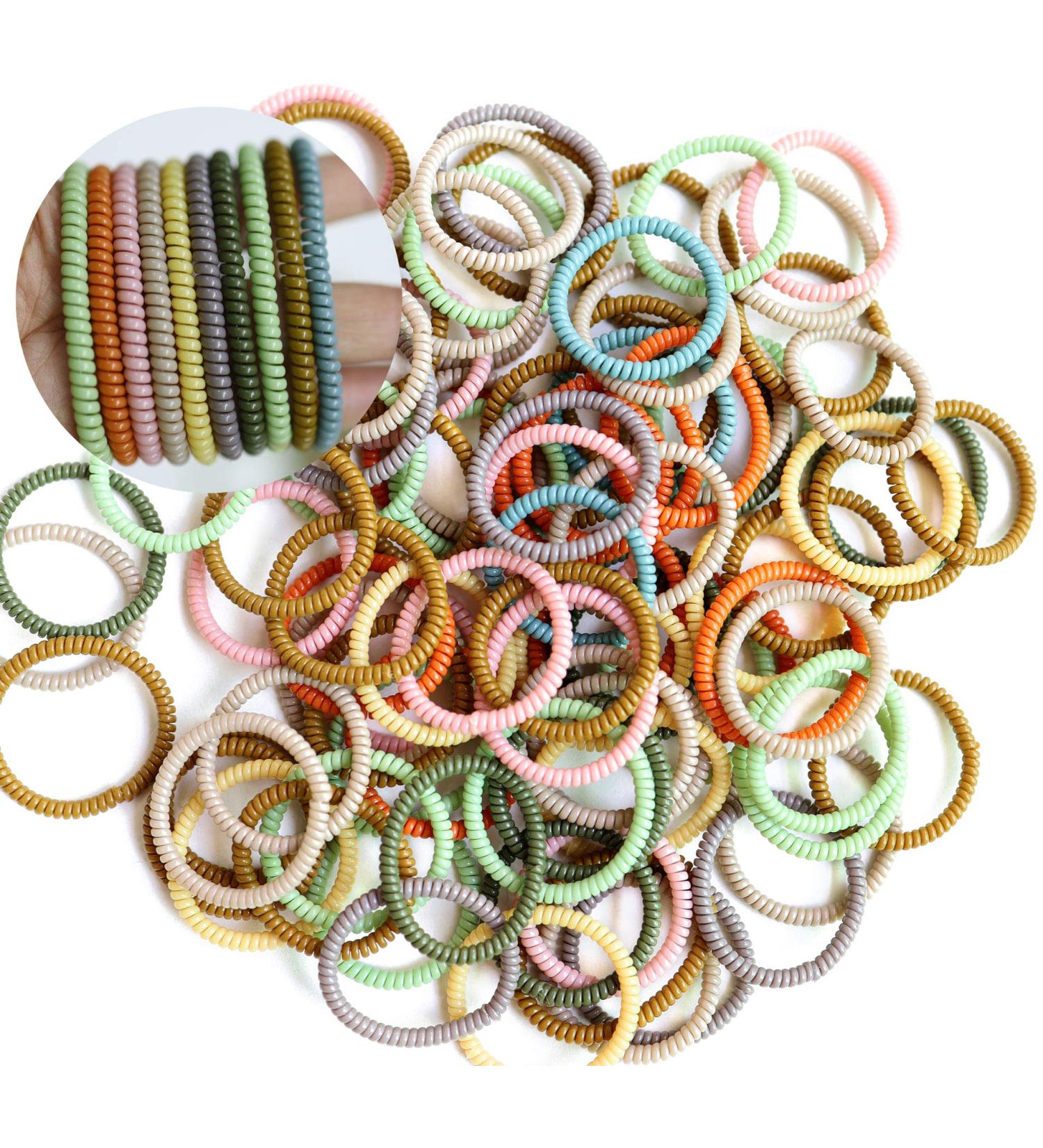 Spiral Hair Ties 100Pcs - No Crease Coil Elastic Hair Ties for Women & Girls - Buy Online on GoSupps.com