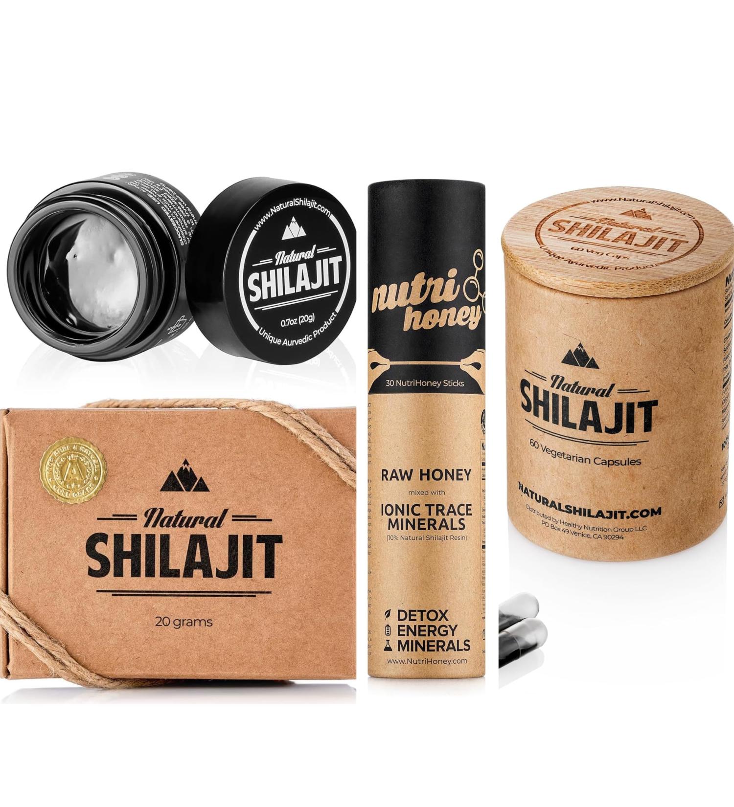 NATURAL SHILAJIT Resin 20G Shilajit Honey Sticks 30 Count Capsules 60 Count - Buy Online on GoSupps.com