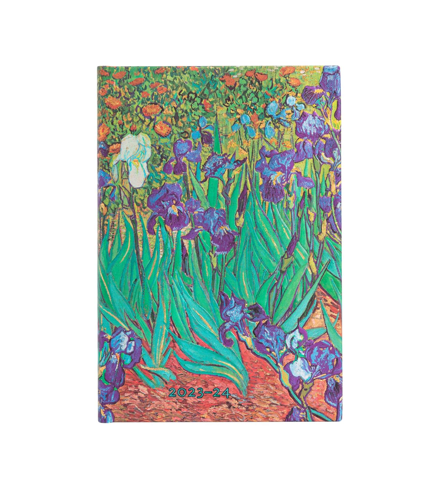 2024 Van Gogh's Irises 18-Month Mini 208 Pg Horizontal Week-At-A-Time Van Gogh's Irises