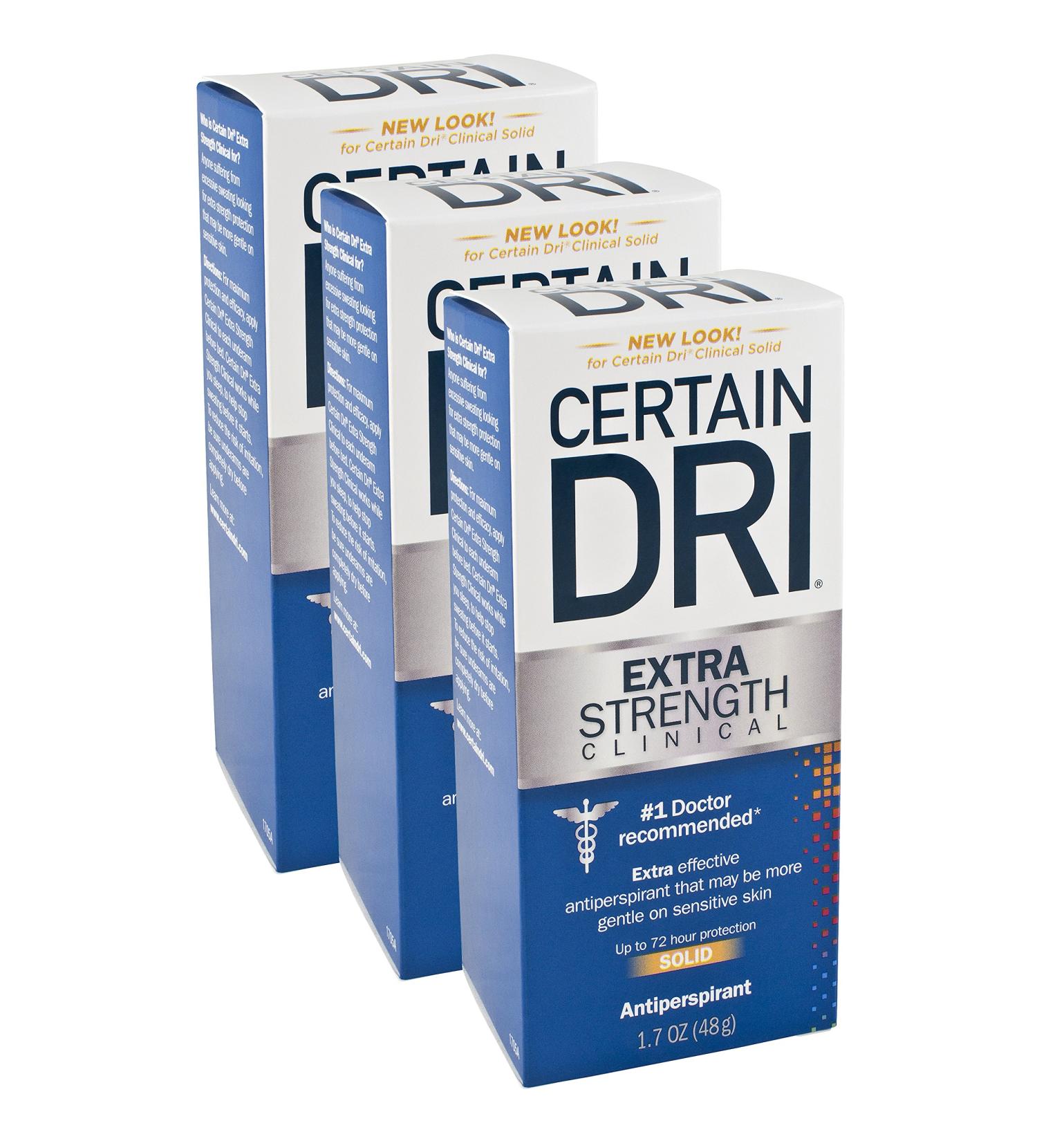 Certain-Dri Solid Antiperspirant 1.7 Ounce (Pack of 3)