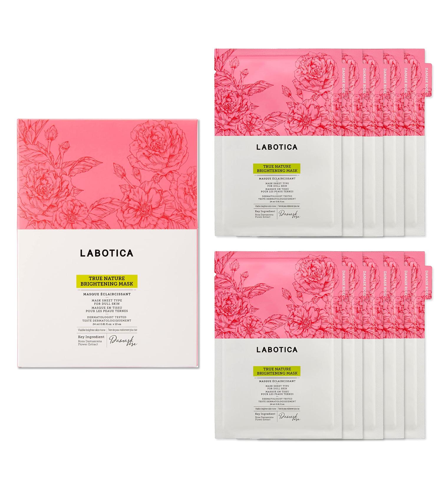 Leaders Insolution LABOTICA True Nature Brightening Masks | Hydrate & Purify with Damask Rose | Reduce Redness for Dull Dry Acne-Prone Skin | Radiant Glow (10 Sheets) - International Shipping Available - Buy Online on GoSupps.com