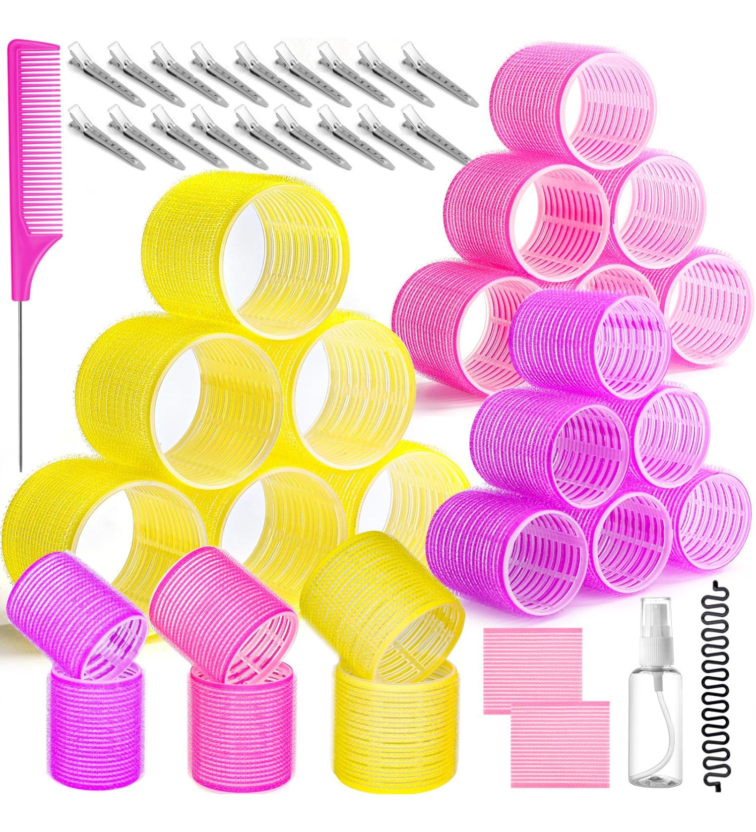 Qinzave 41-Piece Curlers Set - Large Self-Adhering Hair Rollers 64mm 55mm 48mm for All Hair Lengths - Volume & Style with Comb & Braid Tools - Buy Online on GoSupps.com