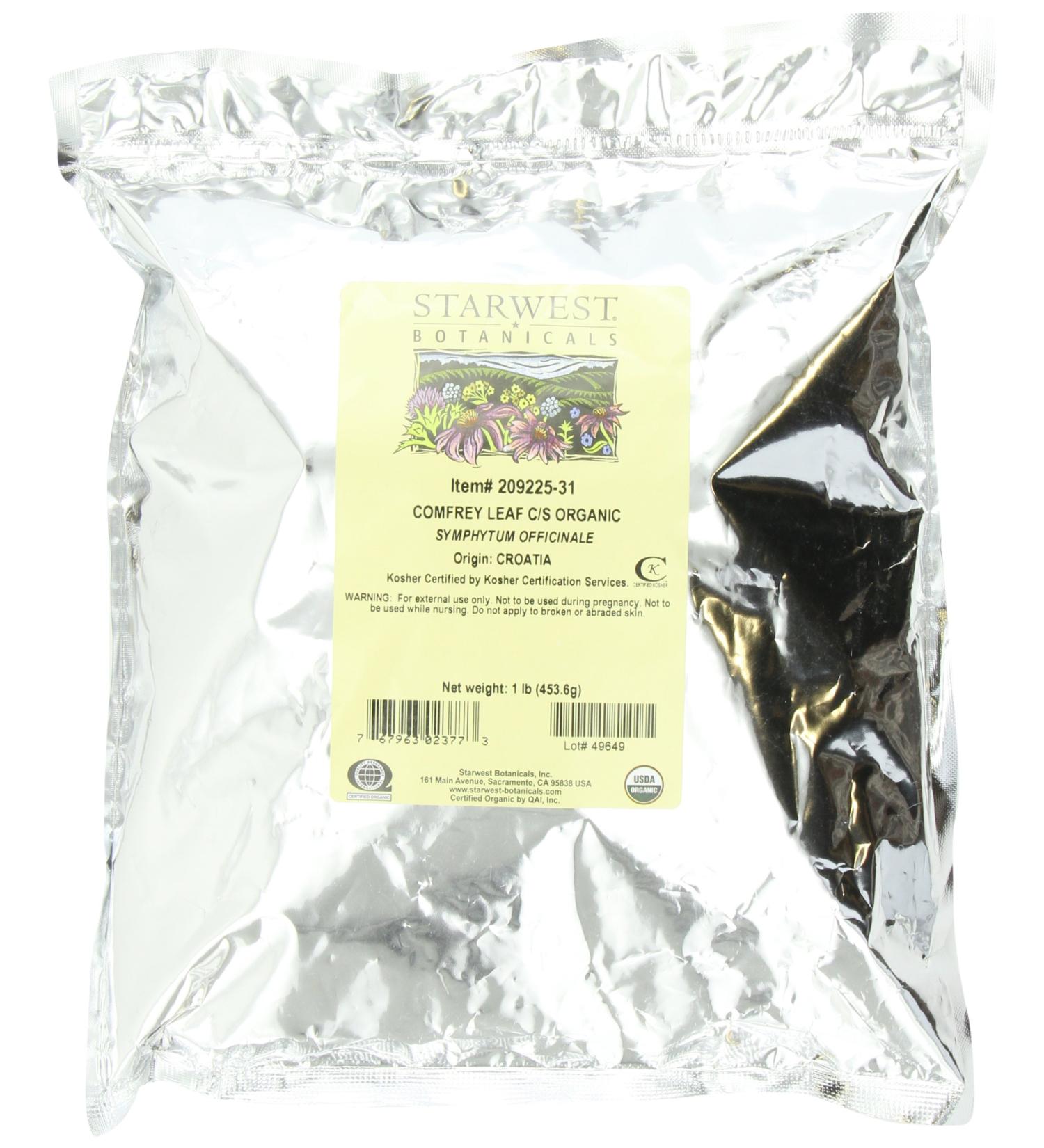 Starwest Botanicals Organic Comfrey Leaf Cut and Sifted, 1 Pound Bulk Bag (B003AYEHGG)