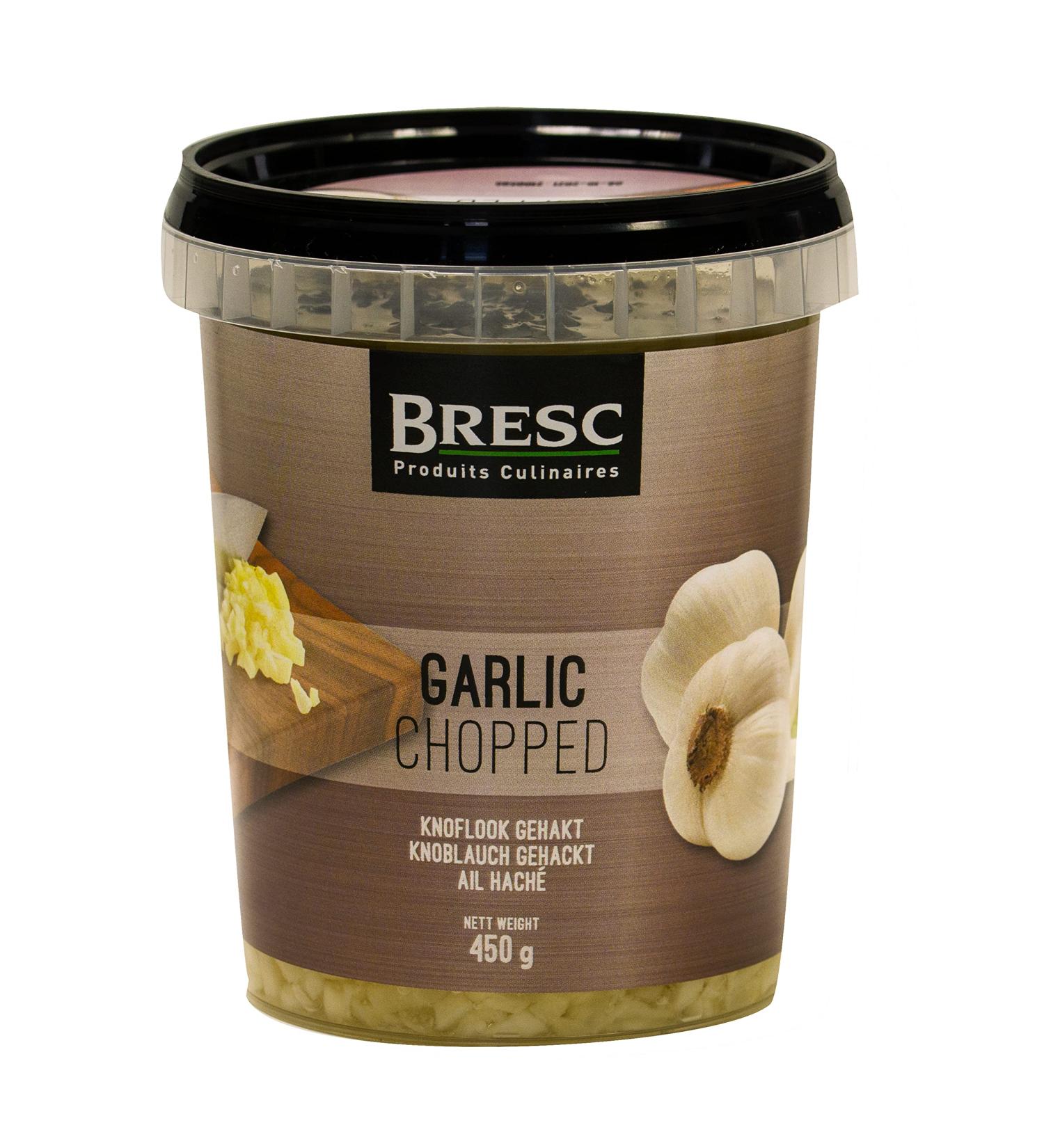 Bresc Chopped Garlic - 10x450g - Coarse Vegan Garlic in Mild Sunflower Oil - Ready to Use Kitchen Essential - Buy Online on GoSupps.com