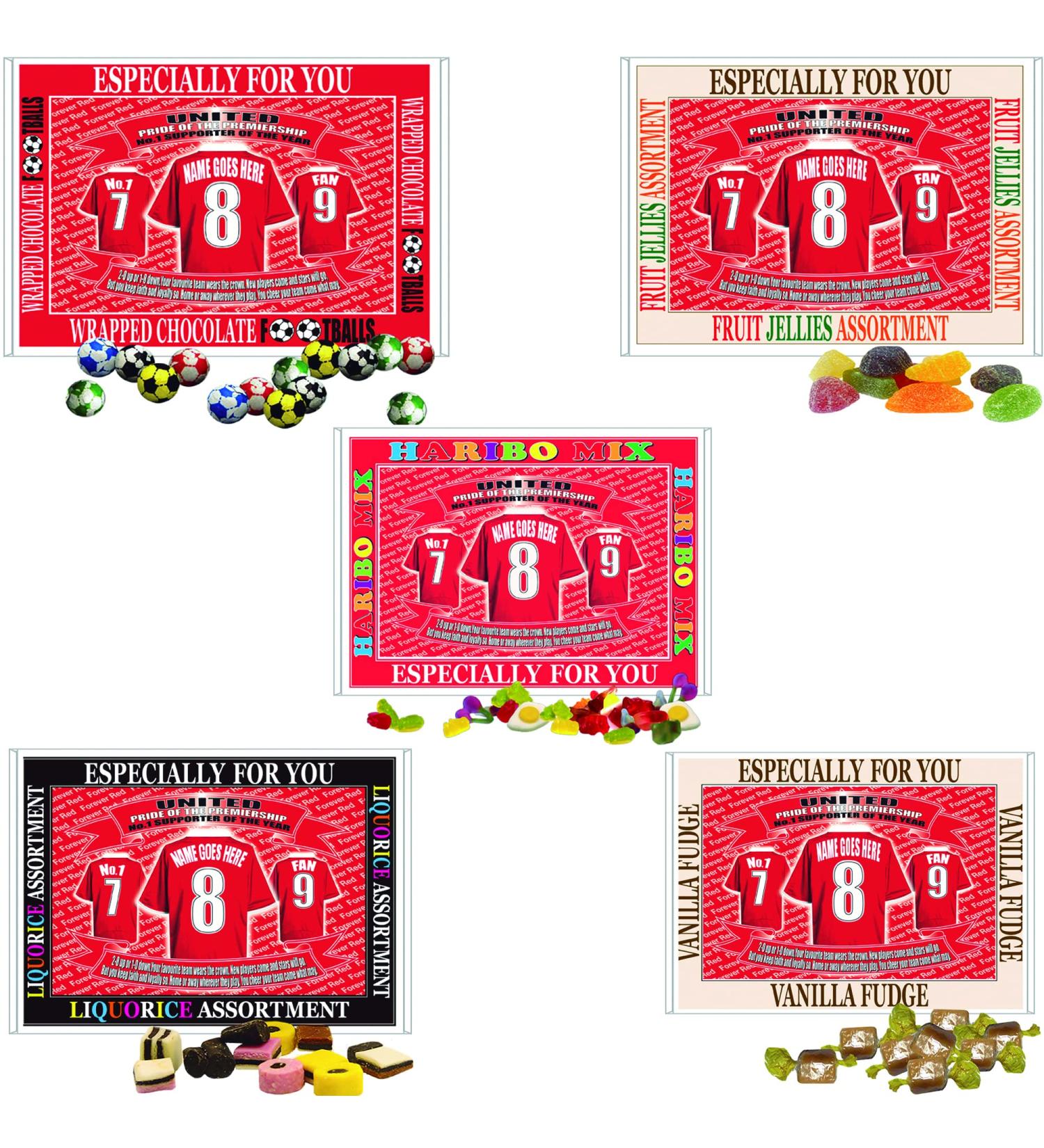 Manchester Reds Personalised Football Shirt Gift Boxed Choice of Sweets - Buy Online on GoSupps.com