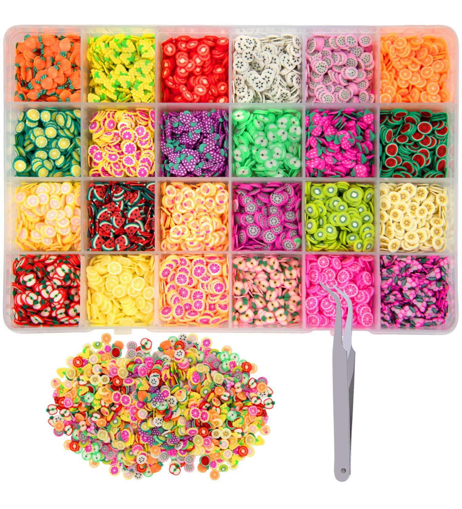 Duufin 16800 Pcs Colorful 3D Fruit Nail Art Slices with Tweezers - Perfect for Nail Art, Slime Making, DIY Crafts and Decorations - Buy Online on GoSupps.com