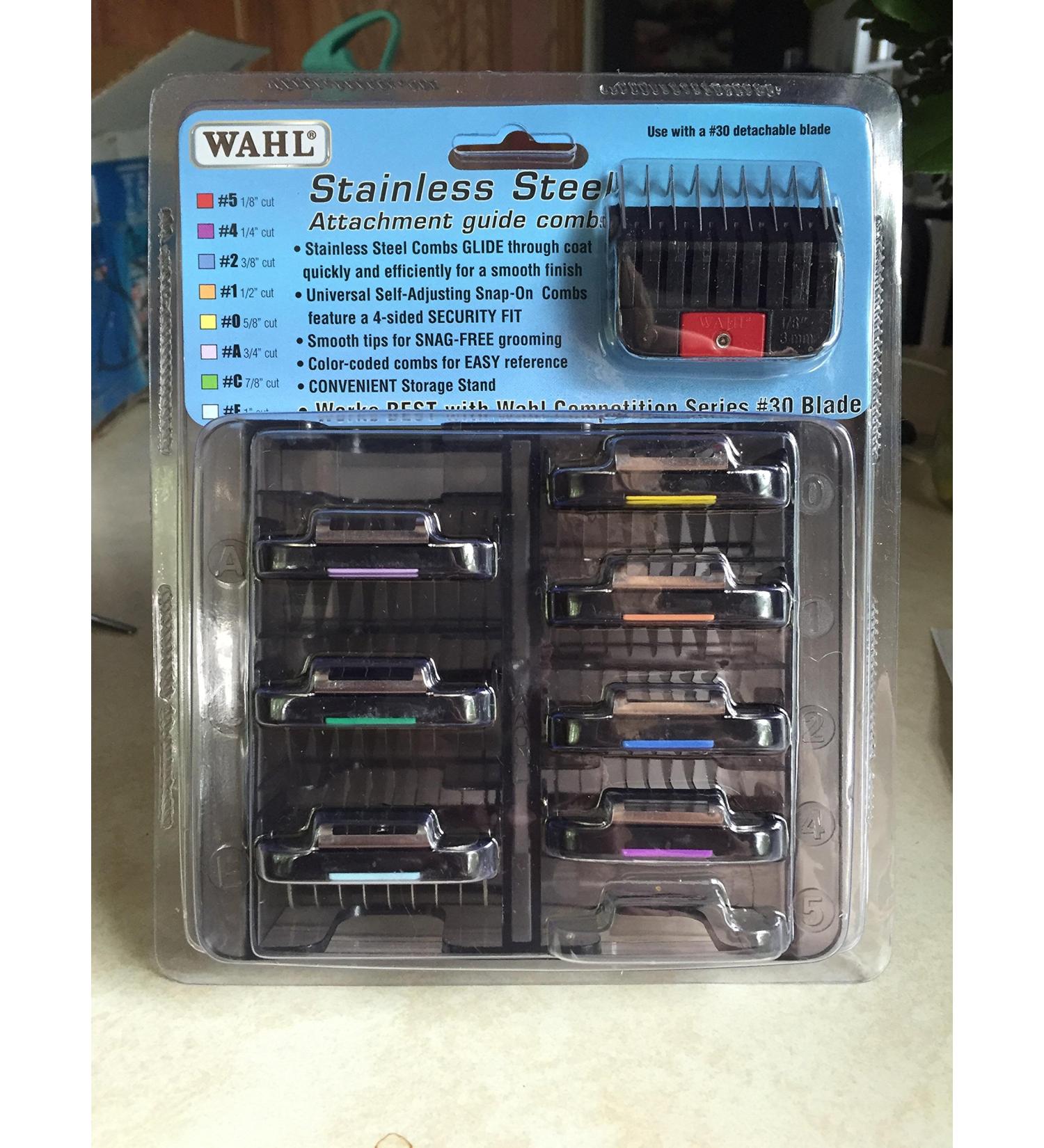 Wahl Canada Stainless Steel Guides with Caddy Fits #30 Ultimate & Competition Series Blades Convenient Storage Stand with lid for Pets - Model 58247