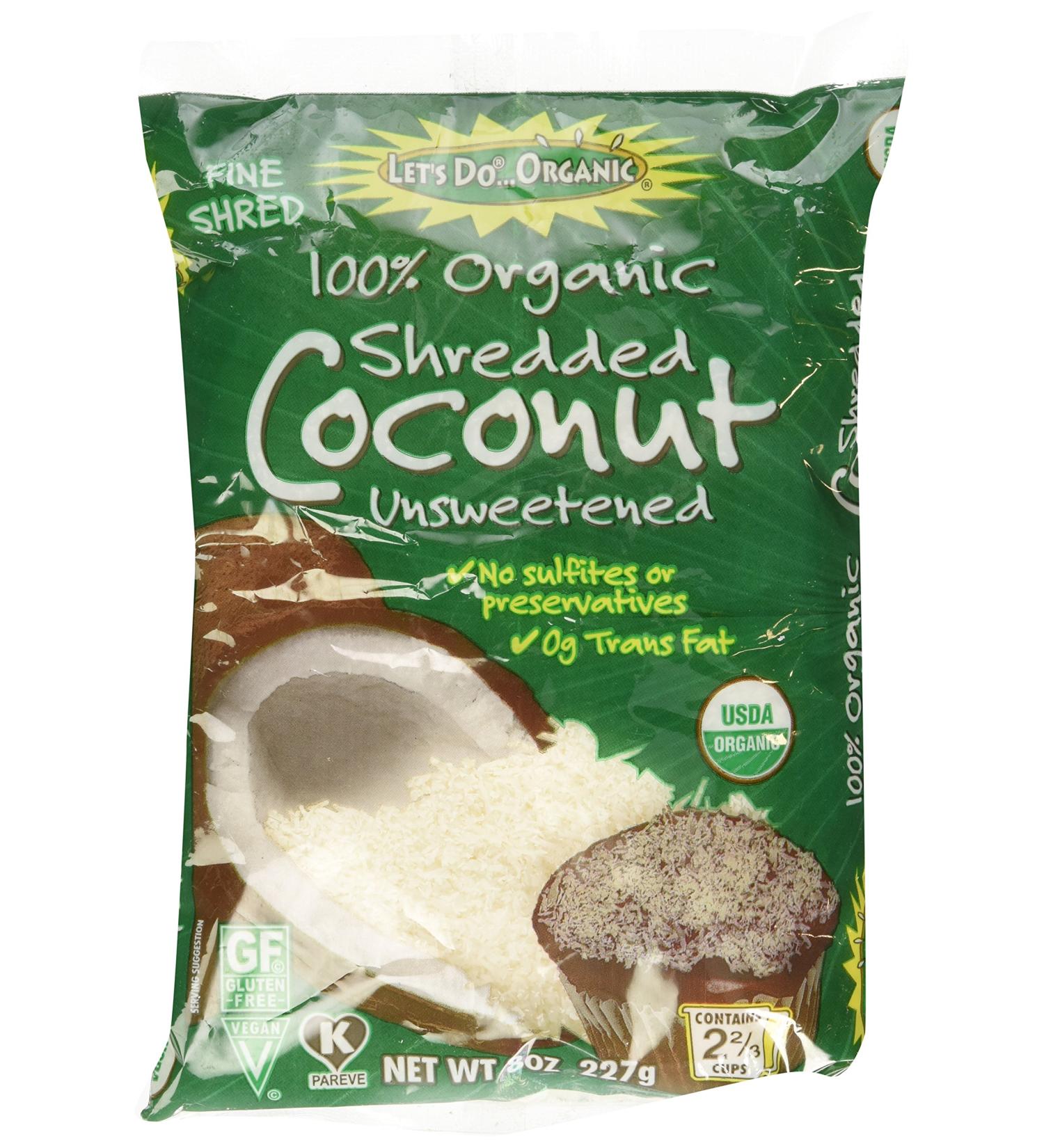 Let's Do Organic Shredded Unsweetened Coconut 8oz (Pack of 3) - Organic, Vegan, Gluten-Free - Buy Online on GoSupps.com