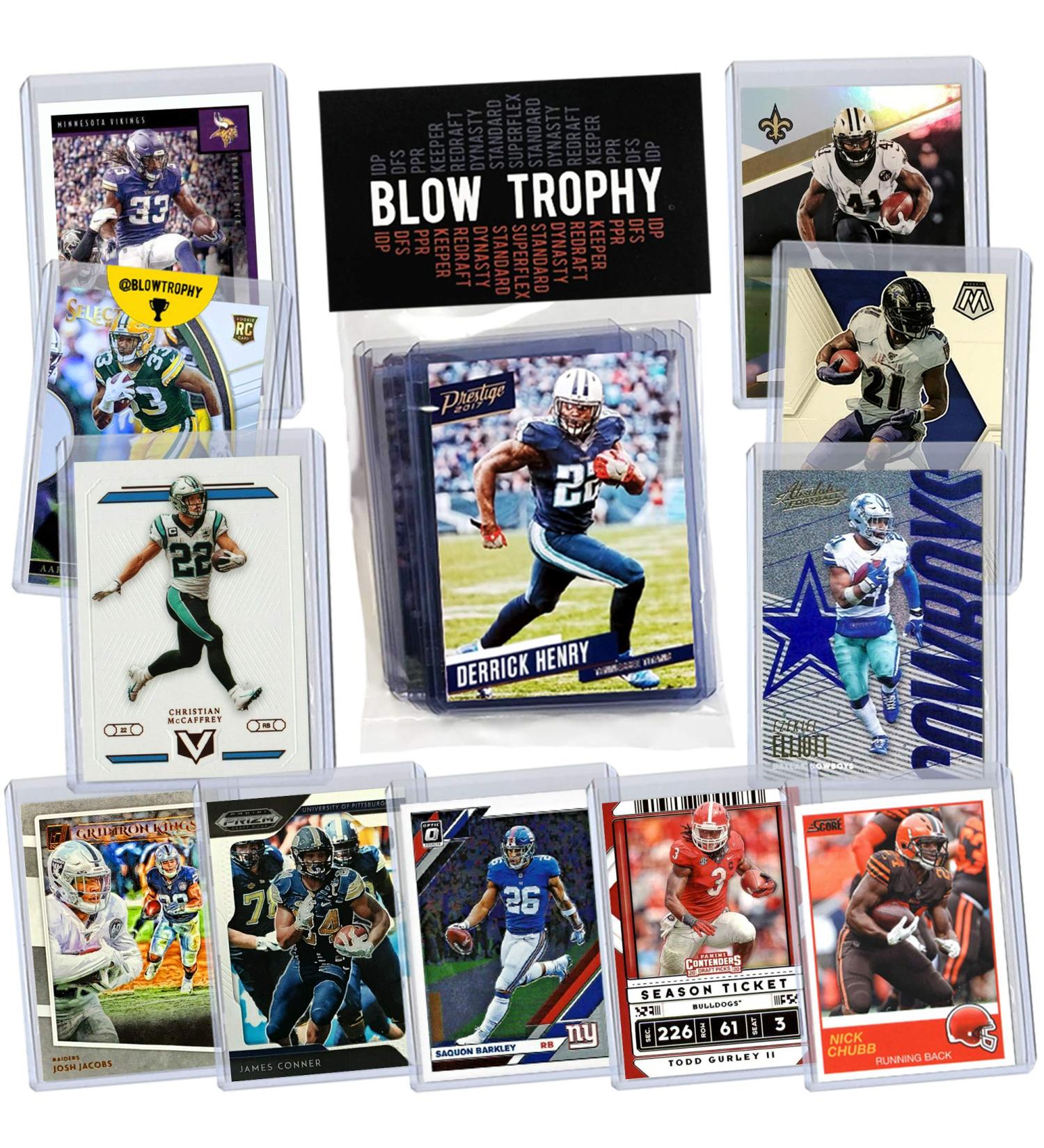 NFL Running Back Football Card Bundle - Set of 12 Mint Star RB Cards with Relic, Serial, Rookie, Sleeve, Toploader, Fantasy Football eBook - Buy Online on GoSupps.com