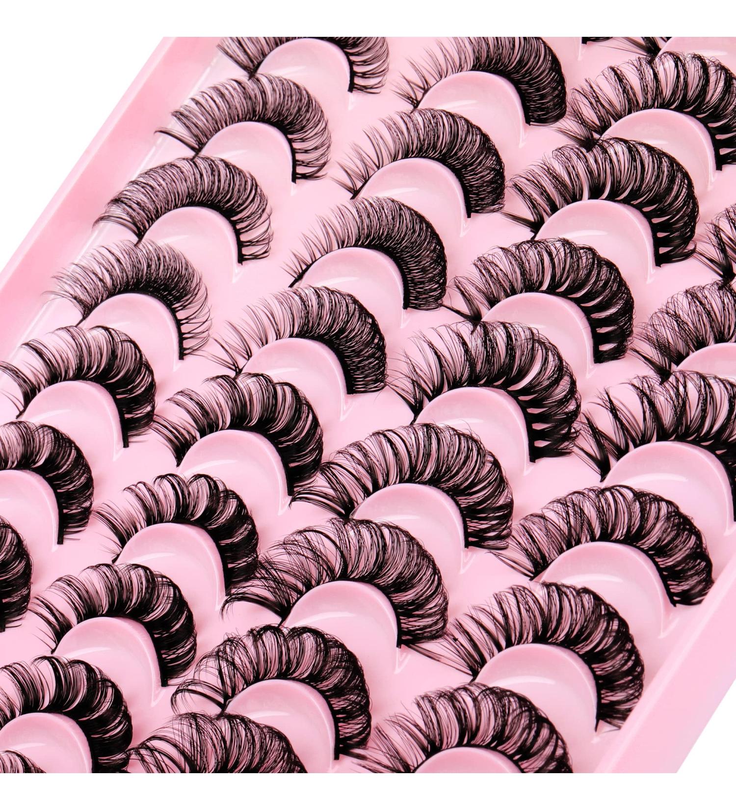20 Pairs Russian Strip Lashes - Natural Wispy Faux Mink D Curl Extensions, 4 Styles (15mm-19mm) - Buy Online on GoSupps.com