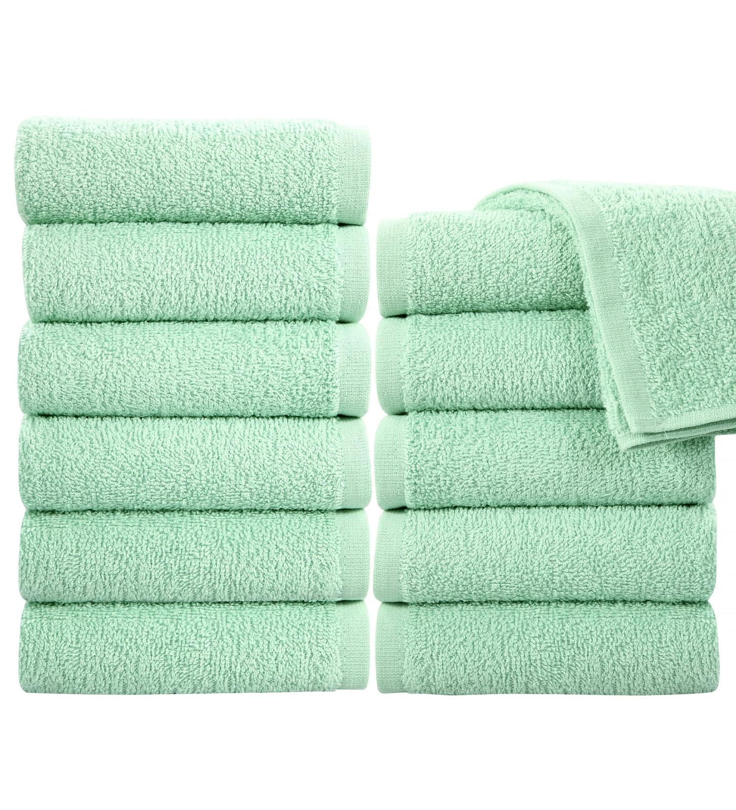 Premium 100% Cotton Washcloth Set - Aqua Mint (12 Pack) | Highly Absorbent Facial Fingertip Towels for Bathroom by SIMPLY LOFTY - Buy Online on GoSupps.com