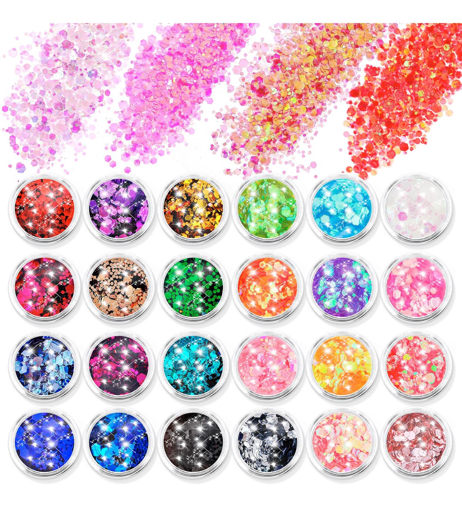 Simarro 24 Colors Glitter Sequin Hex Set for Halloween Makeup & Crafts - Mix-Color 2 - Buy Online on GoSupps.com