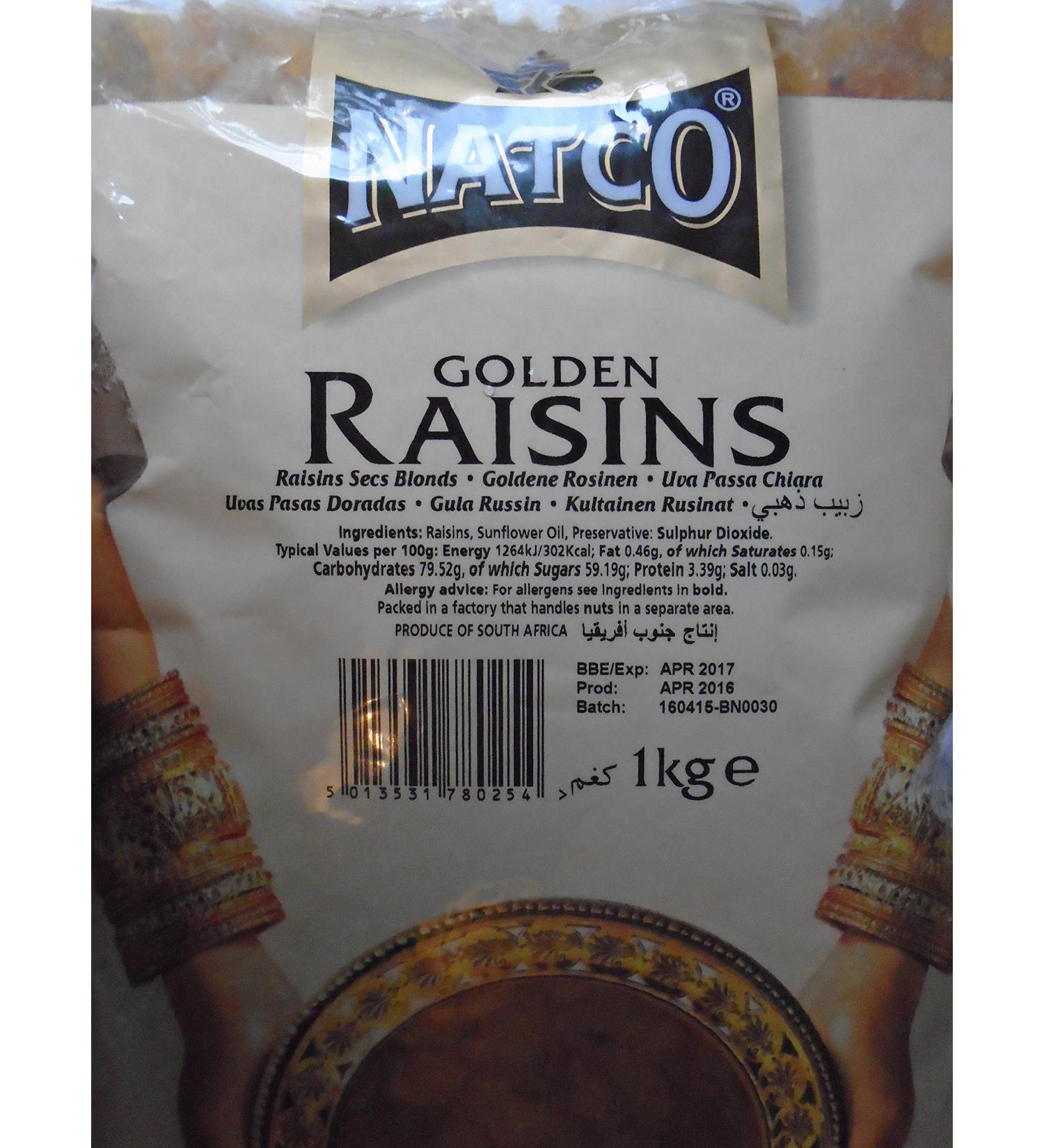 Natco Natco Golden Raisins Pack of 2 x 1kg bags