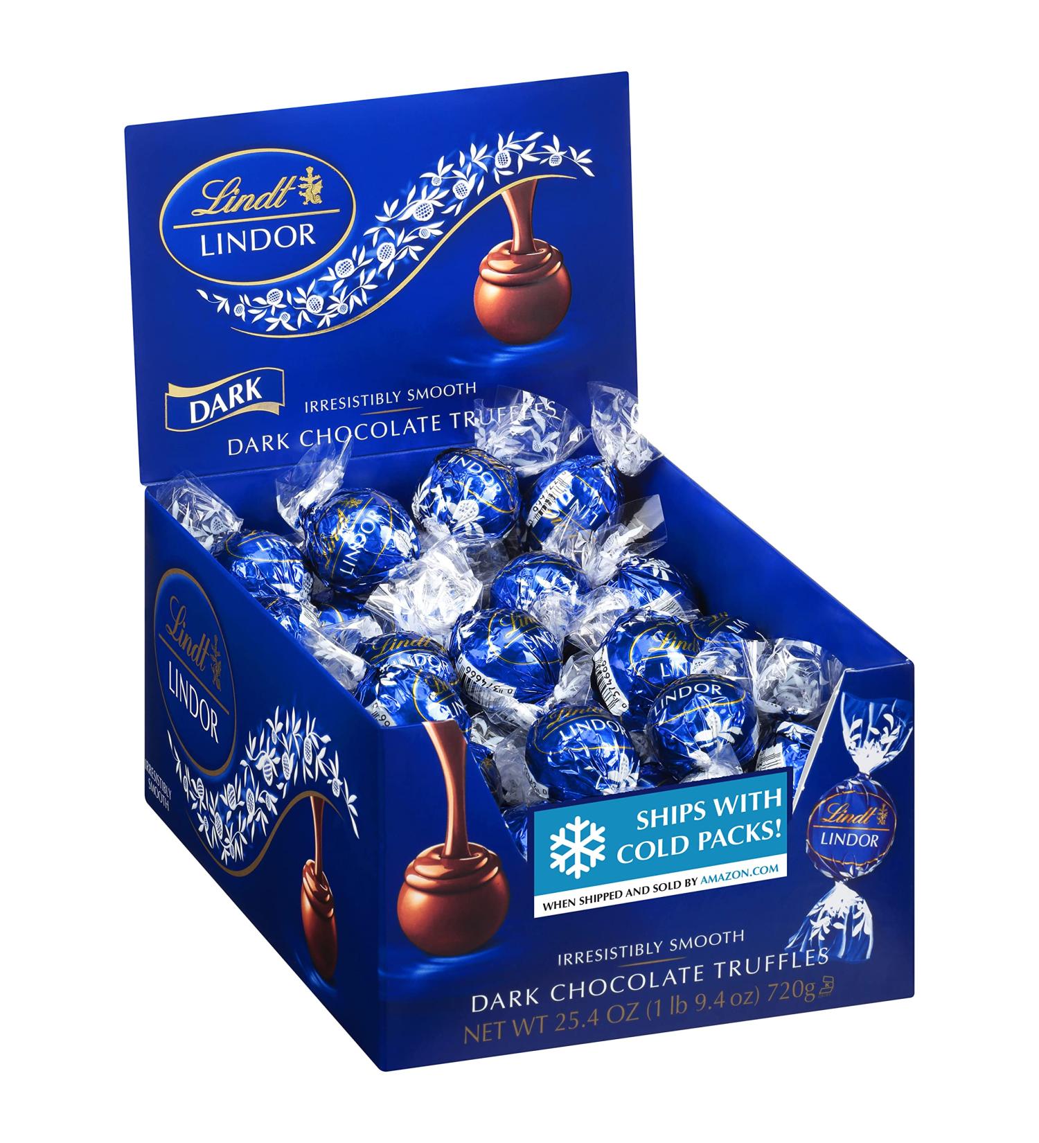 Lindt LINDOR Dark Chocolate Truffles - Smooth Melting Center - 25.4 oz, 60 Count - Gift Ready - 1.6 Pound Pack - Buy Online on GoSupps.com