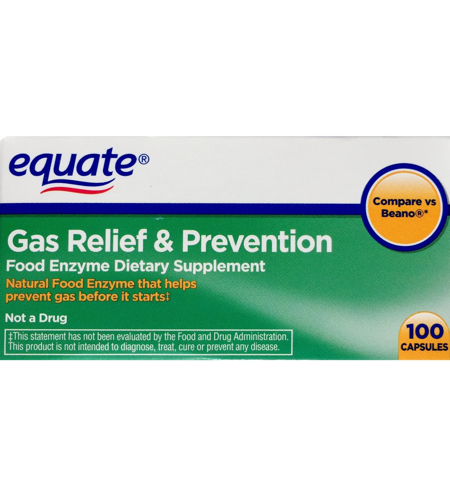 Equate Gas Relief & Prevention Enzyme Supplement 100ct - Compare to Beano | Pack of 1 - Buy Online on GoSupps.com