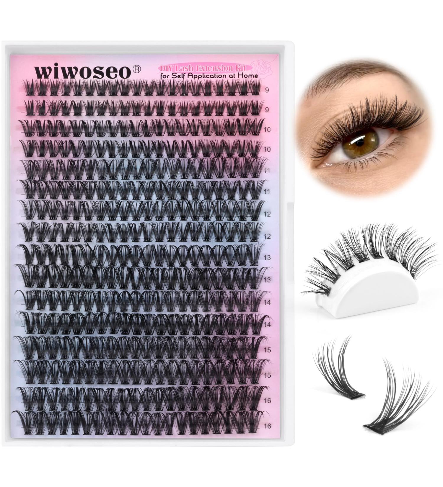 Wiwoseo DIY Lash Clusters â€“ 320pcs Natural Look Individual Eyelash Extensions (D Curl, 0.07 Volume, 9-16MM) - Buy Online on GoSupps.com