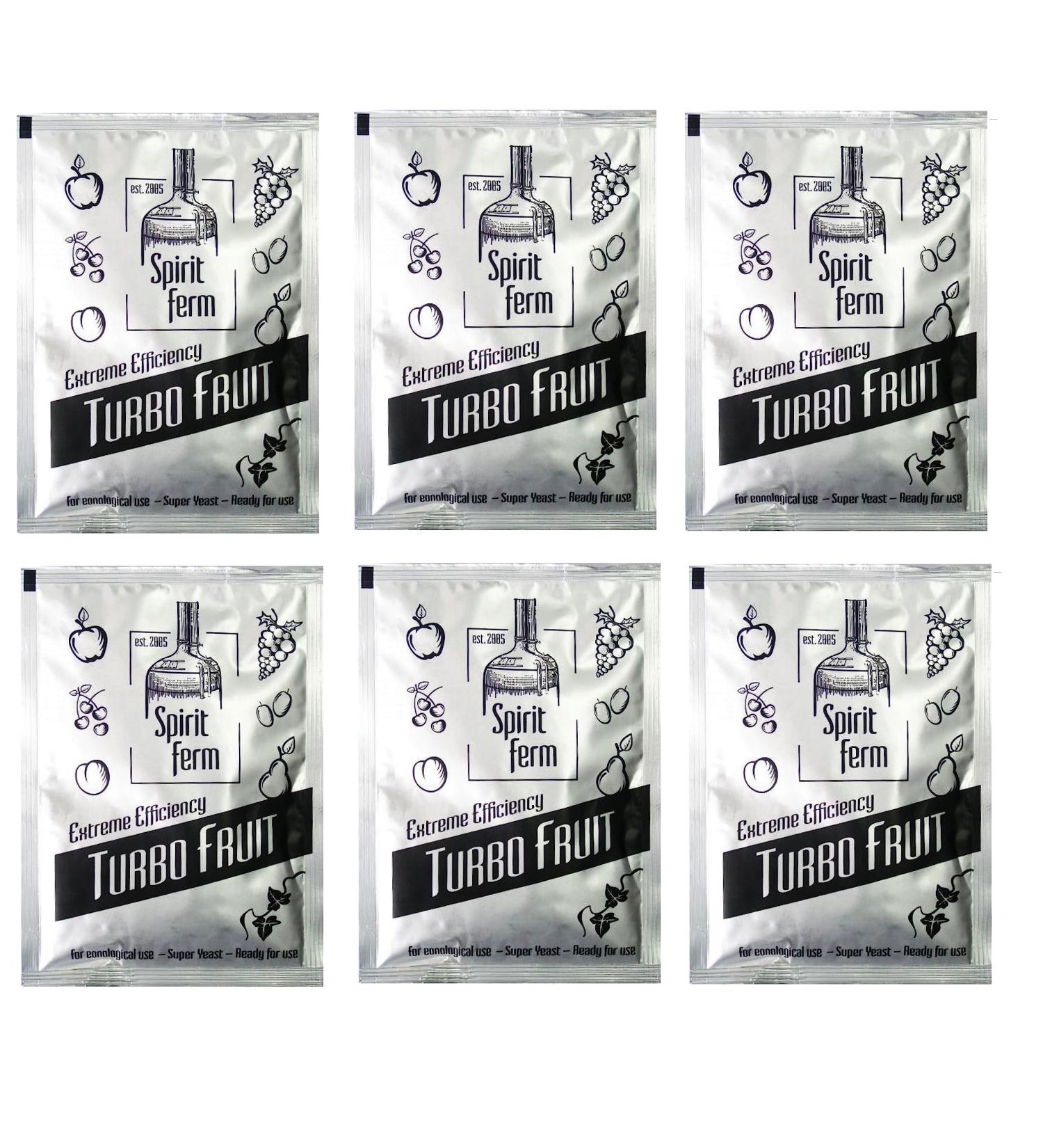 6 x Turbo Yeast - Turbo Fruit 40g, Yeast for fruit fermentation, Distillers Yeast, Spirit Yeast
