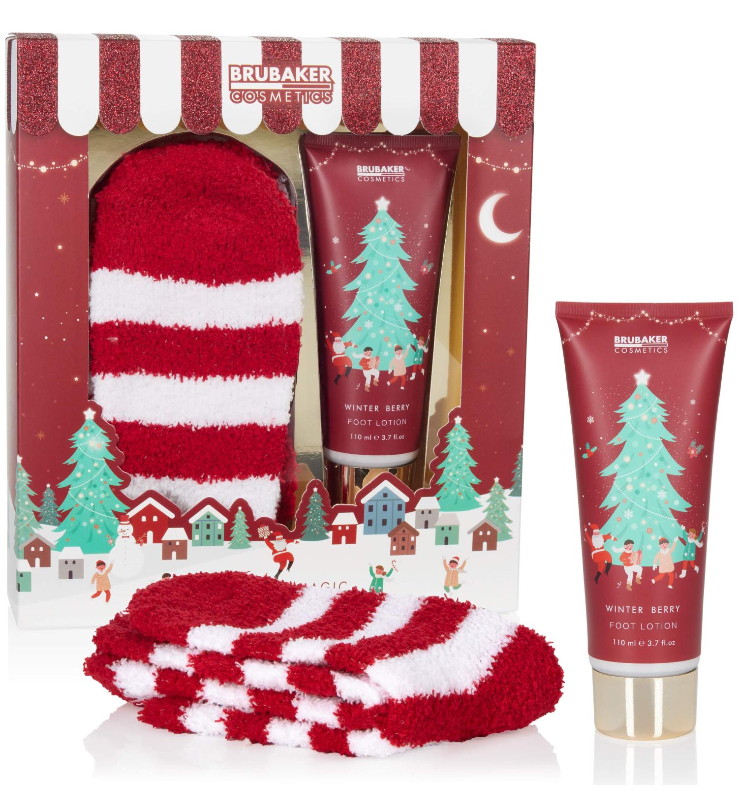 Brubaker Christmas Gift Set | Winter Berries Fragrance & Plush Socks | 110ml Foot Lotion | Best Foot Care Gift for Men & Women - Buy Online on GoSupps.com