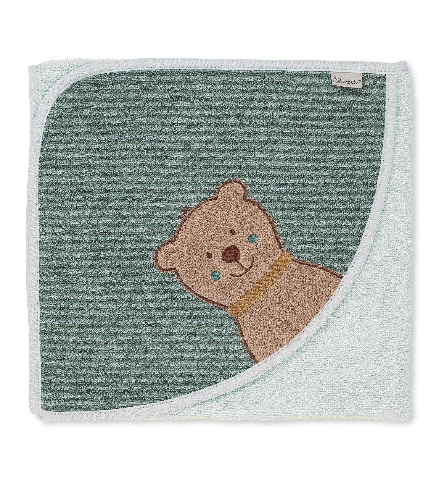Buy Sterntaler Hooded Bath Towel Ben - Bear Design for Infants | Soft & Cozy 80x80 cm in Light Green | Perfect for 0+ Months | International Shipping Available - Buy Online on GoSupps.com