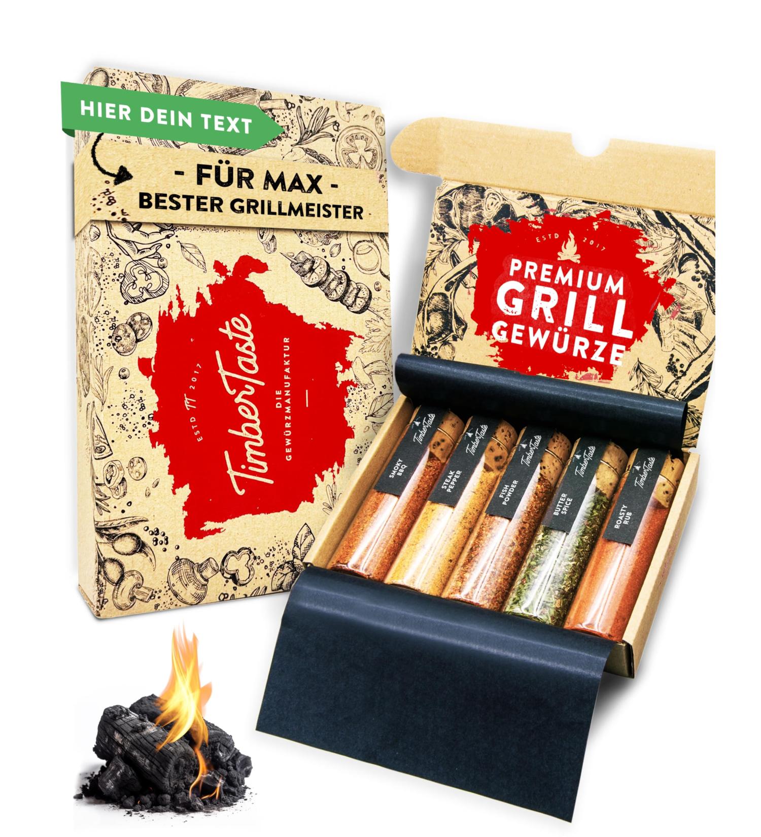 Timber Taste Grill Spices Gift Set for Men - 5 Exquisite BBQ Spices & Recipes | Perfect Father's Day & Personalized Grill Accessories - Buy Online on GoSupps.com