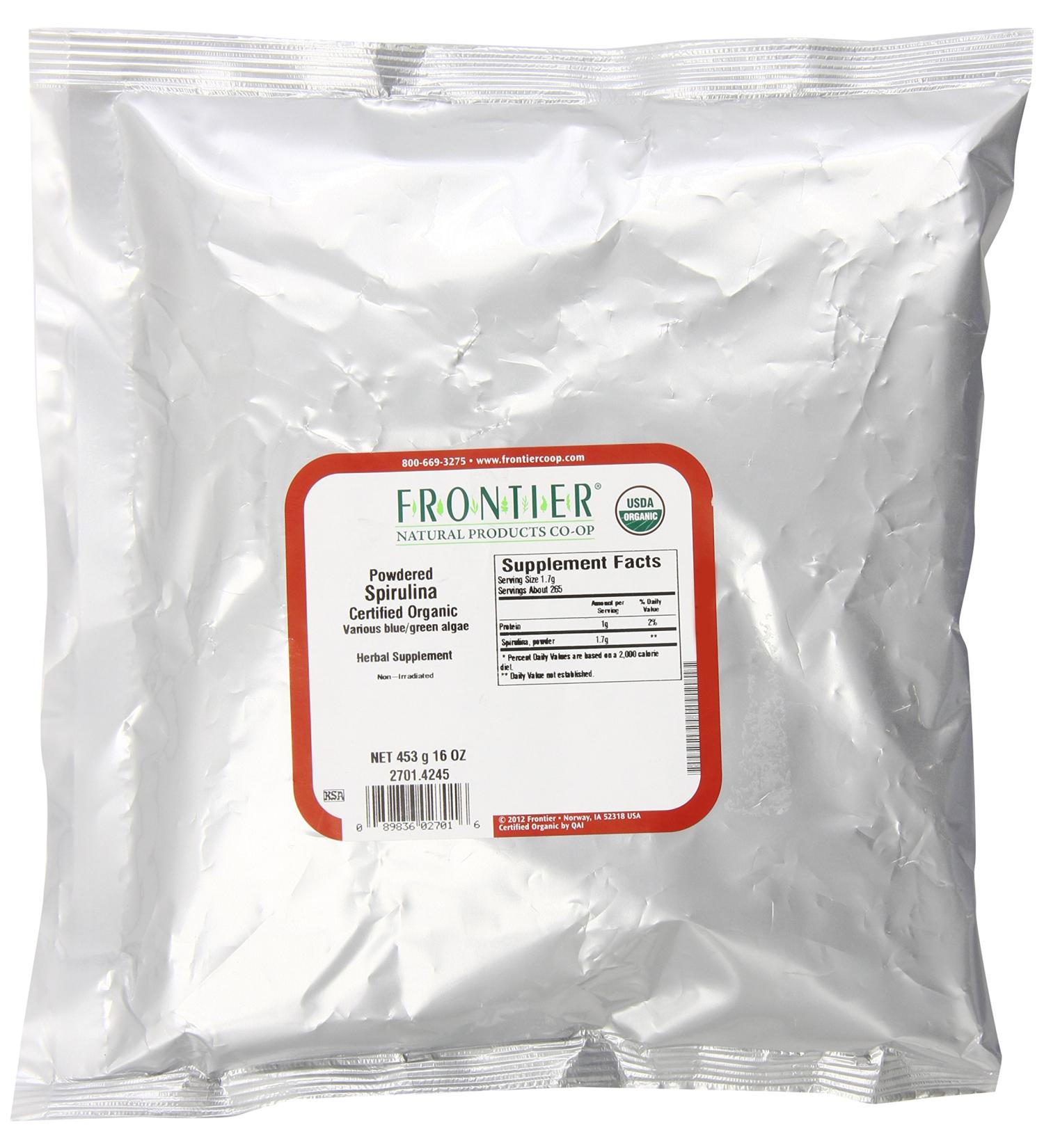 Frontier Organic Spirulina Powder 16 oz - Premium Superfood Supplement - Buy Online on GoSupps.com