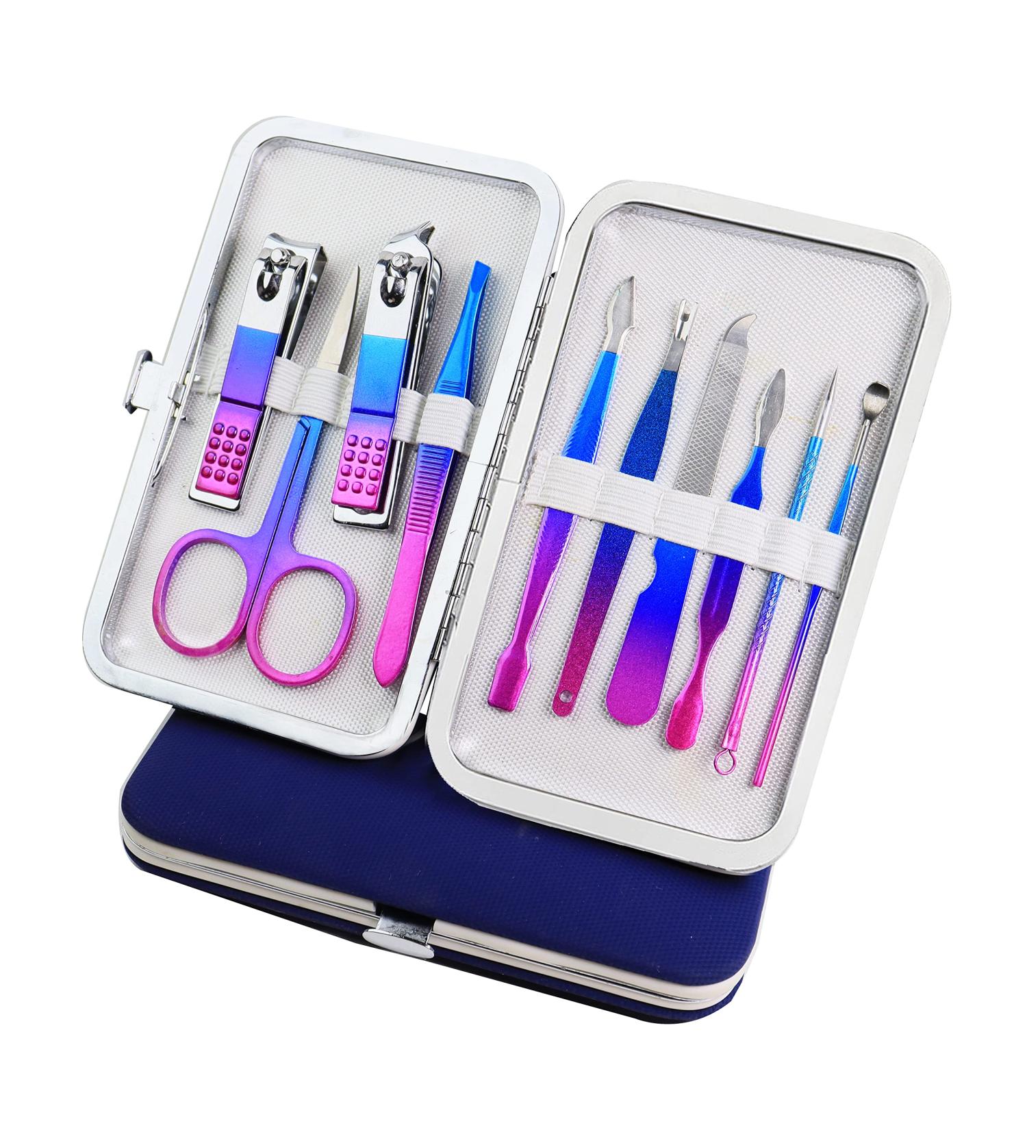 10-Piece Stainless Steel Manicure Set for Men & Women - Portable Nail Clipper & Grooming Kit - Buy Online on GoSupps.com