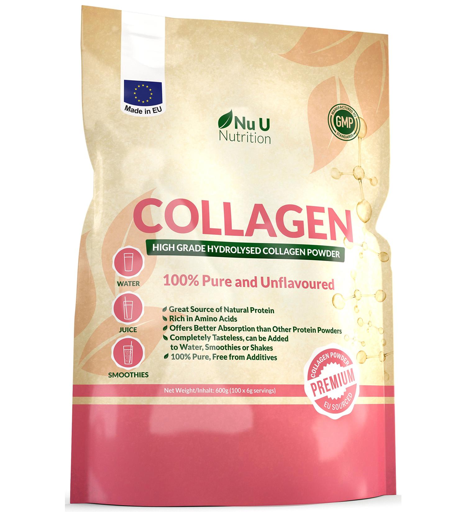 High Grade 600g Unflavoured Collagen Powder | EU Made Pure Bovine Hydrolysed Peptides | Resealable Pouch - Buy Online on GoSupps.com