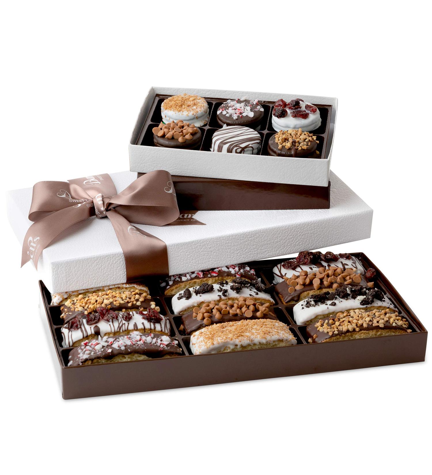 Barnett's Chocolate Cookies & Biscotti Christmas Gift Tower - Gourmet Holiday Food Idea for Men, Women, and Families | Corporate Gift Basket for Thanksgiving, Valentines, Father's and Mother's Day - Buy Online on GoSupps.com