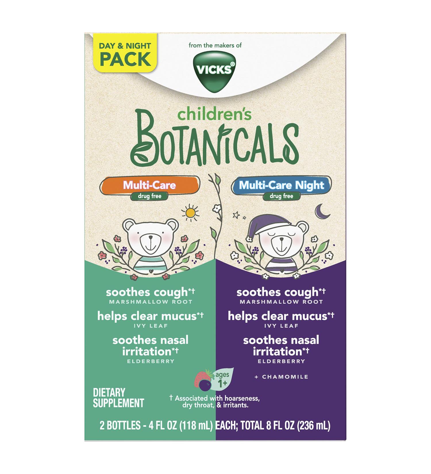 Vicks Children's Botanicals Cough Syrup + Mucus Relief - Kids' Berry Flavor 8 Fl Oz (Pack of 2) - Organic Formula - Buy Online on GoSupps.com