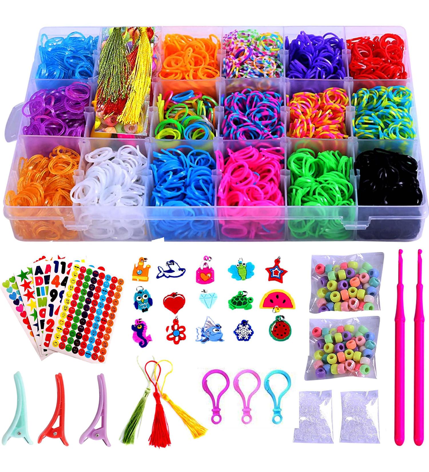 YITOHOP Loom Bands Bracelet Making Kit - 6000+ Rubber Bands, 200 S-Clips, Charms, Beads & More - DIY Arts Crafts Tools for 5+ Year Old Girls Boys - Buy Online on GoSupps.com