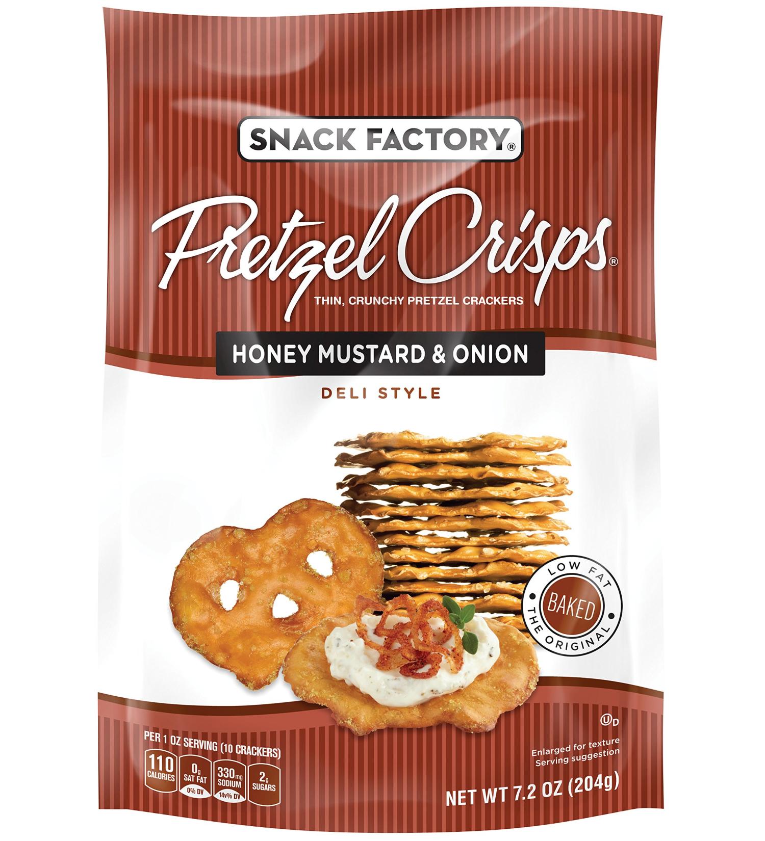 Snack Factory Pretzel Crisps - Honey Mustard & Onion, 7.2oz (Pack of 12) - Crunchy Snack Delight! - Buy Online on GoSupps.com