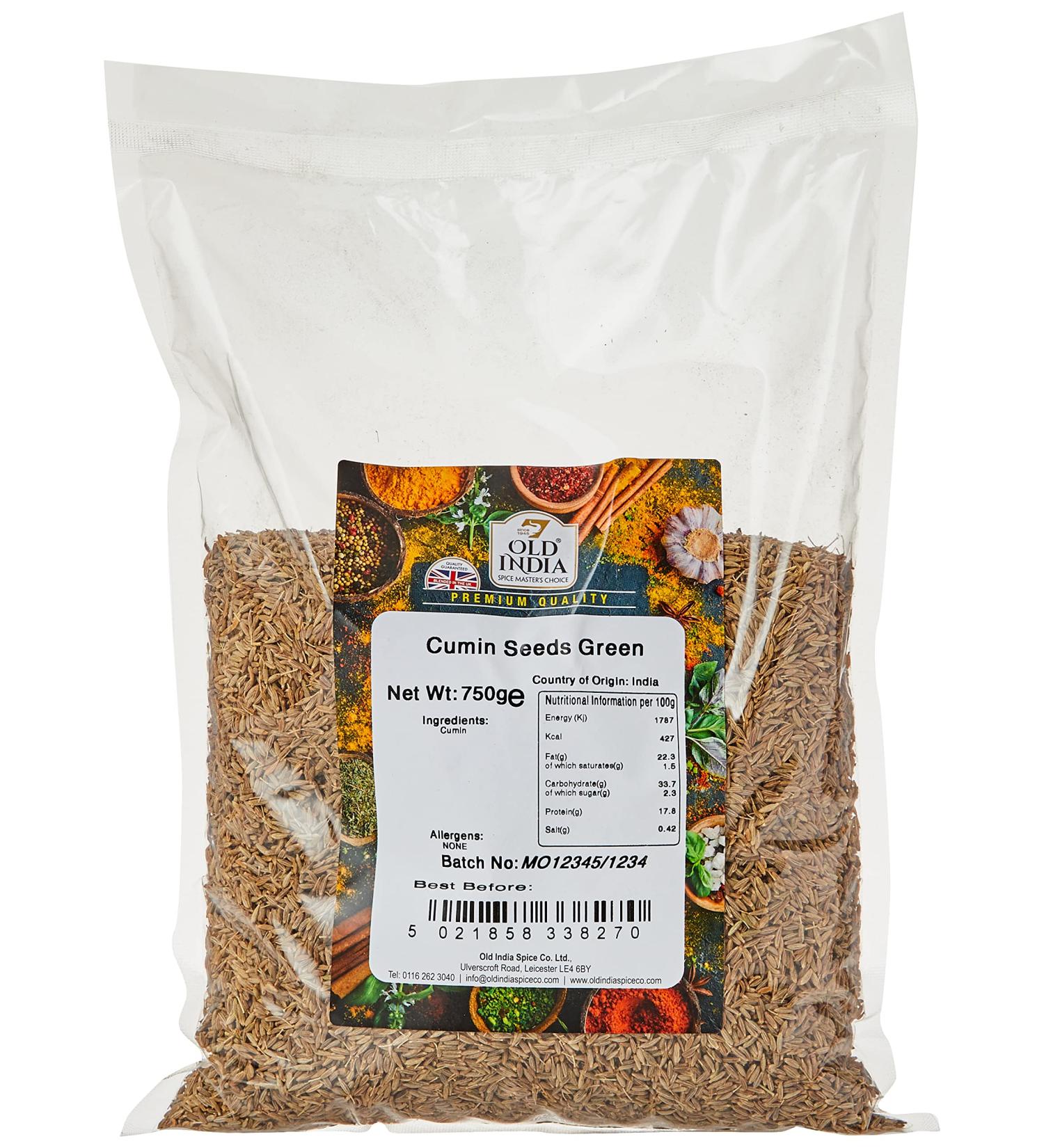 Old India Cumin Seeds Green 750g - Premium Quality Spice for Cooking | 100% Natural - Buy Online on GoSupps.com