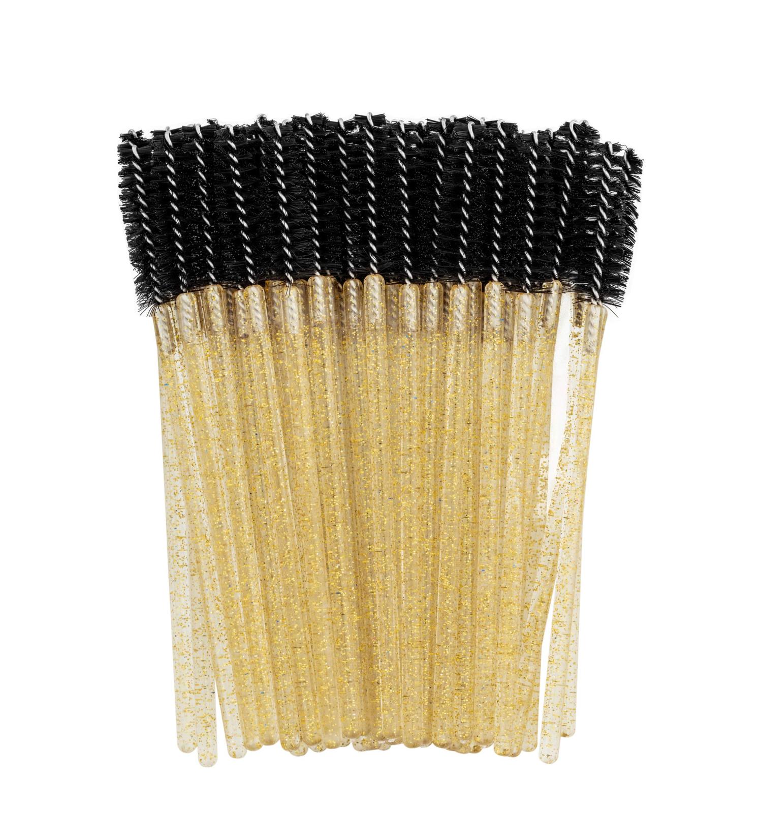Profico 50 Disposable Eyelash Brushes Set Gold Mascara Application & Extension Tools for Perfect Lashes - Buy Online on GoSupps.com