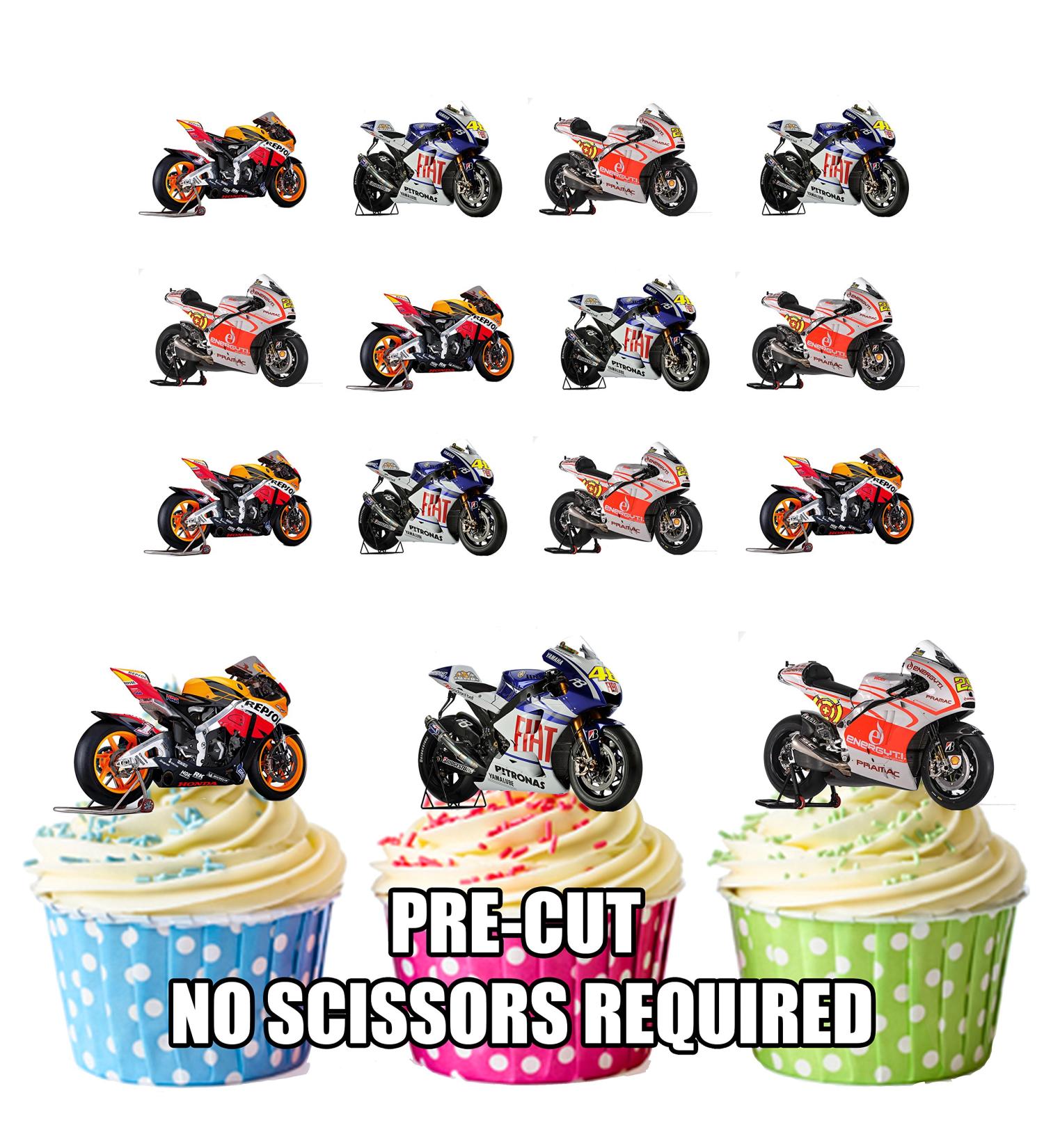 Shop Moto GP Motorcycles Edible Cupcake Toppers - Ducati Honda Yamaha Mix | International Shipping Available - Buy Online on GoSupps.com