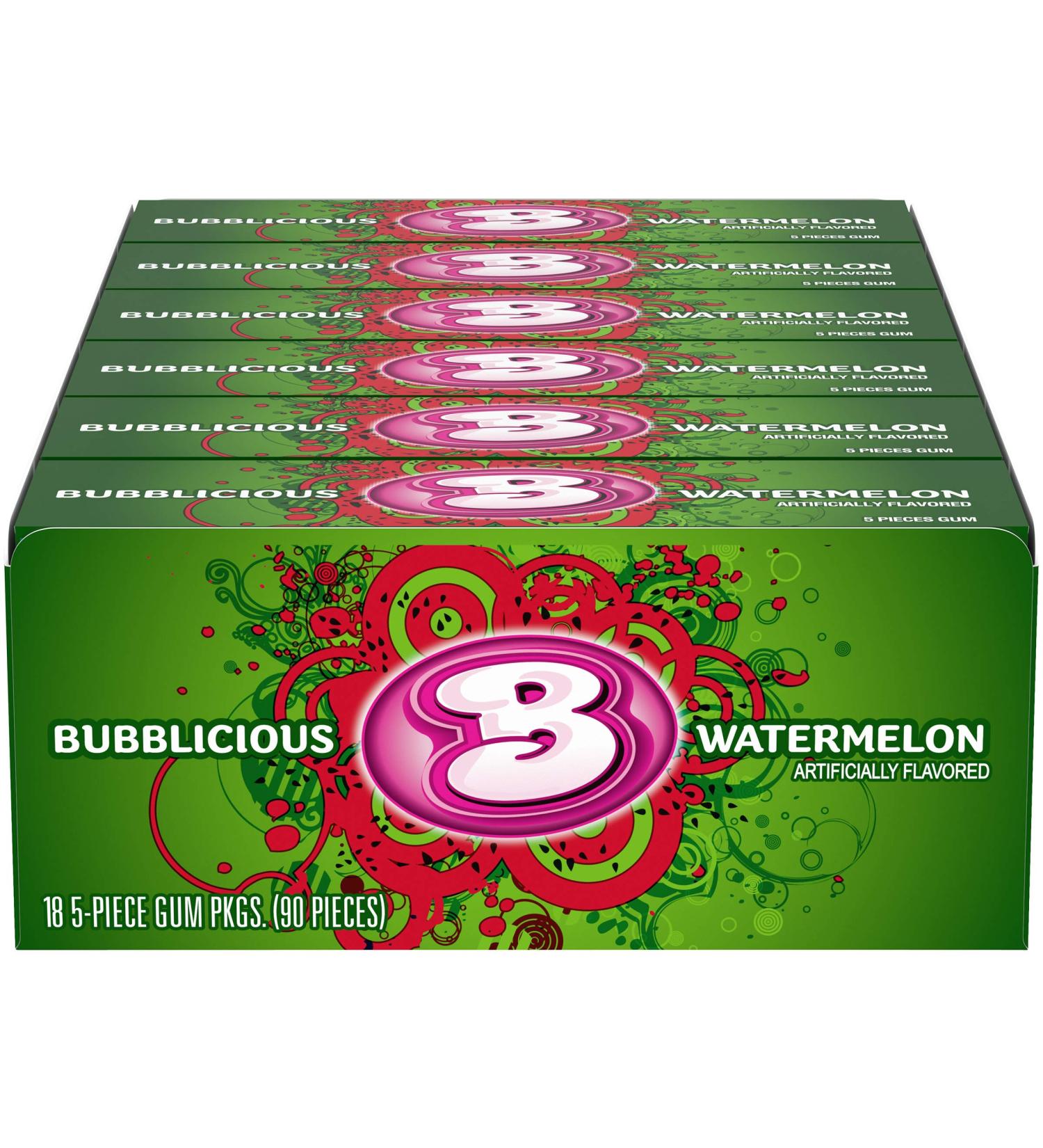 Bubblicious Watermelon Gum  18 Packs of 5 Pieces (90 Total Pieces) - Buy Online on GoSupps.com