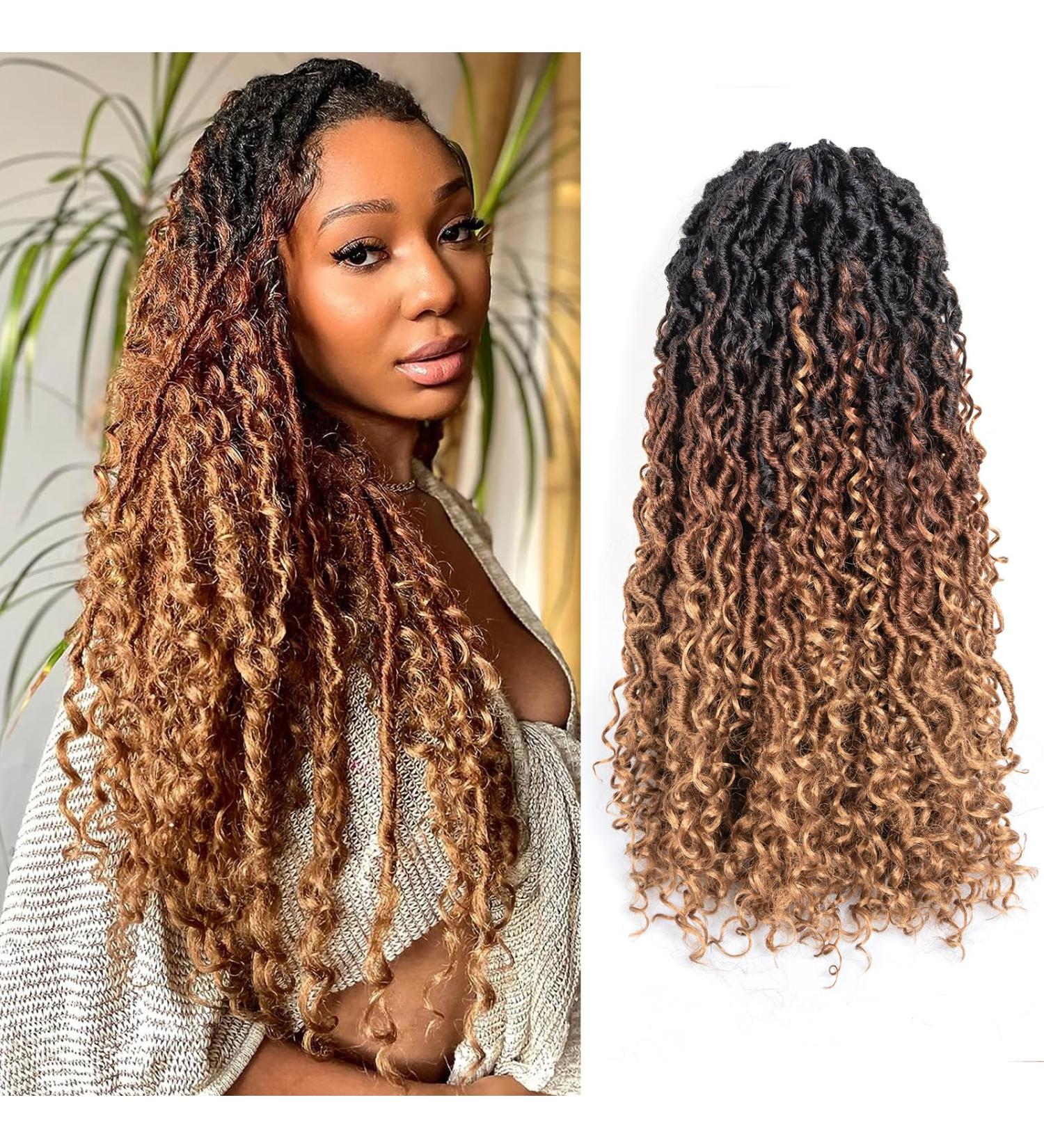 Toyotress Boho Bohemian Faux Locs Crochet Hair Extensions 18 Inches Curly Ends Black (OT30/27) - Buy Online on GoSupps.com