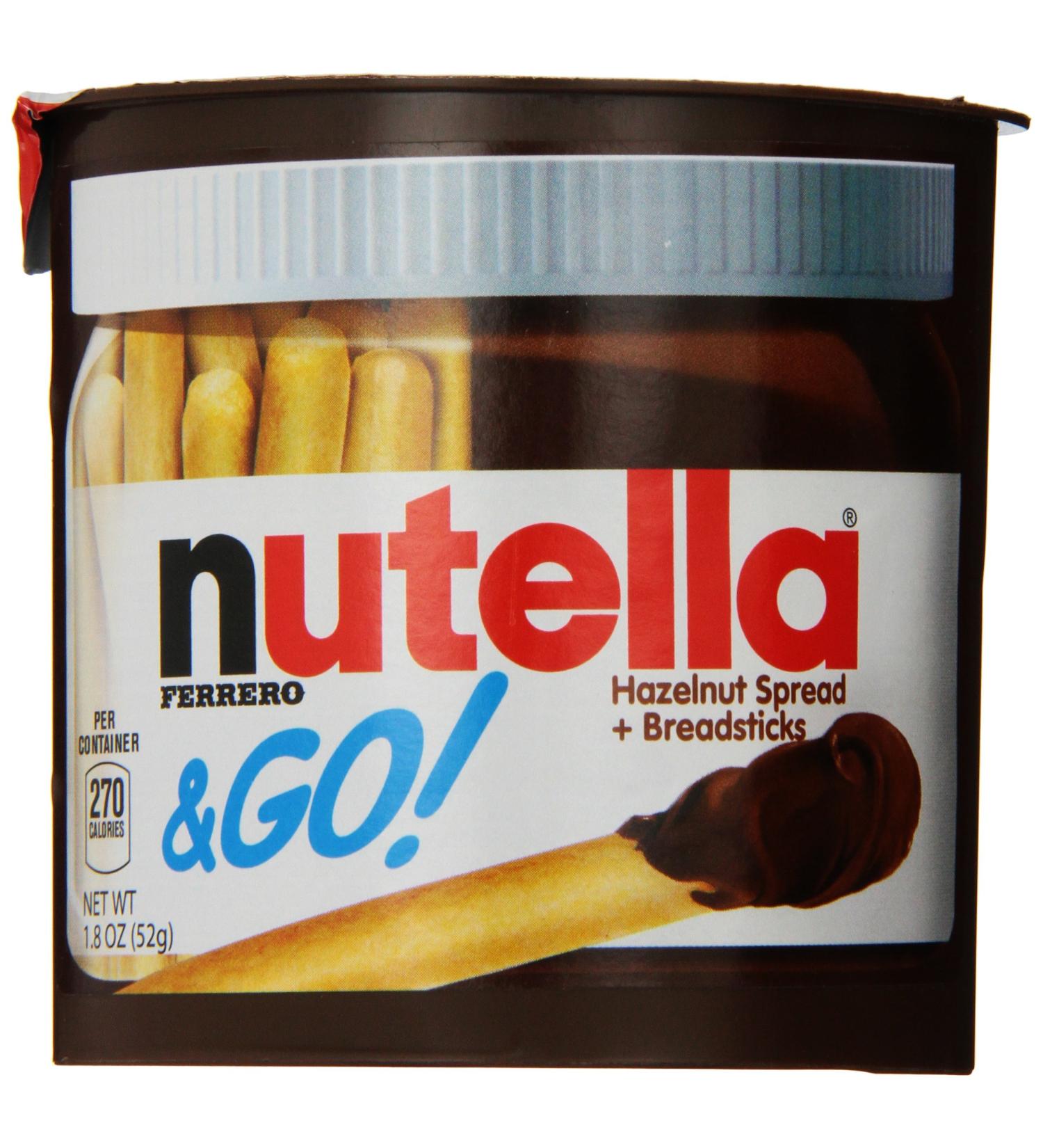 Nutella and Go Snack Packs, Chocolate Hazelnut Spread with Breadsticks, Perfect Bulk Snacks for Kids' Lunch Boxes, 1.8 Ounce, Pack of 48