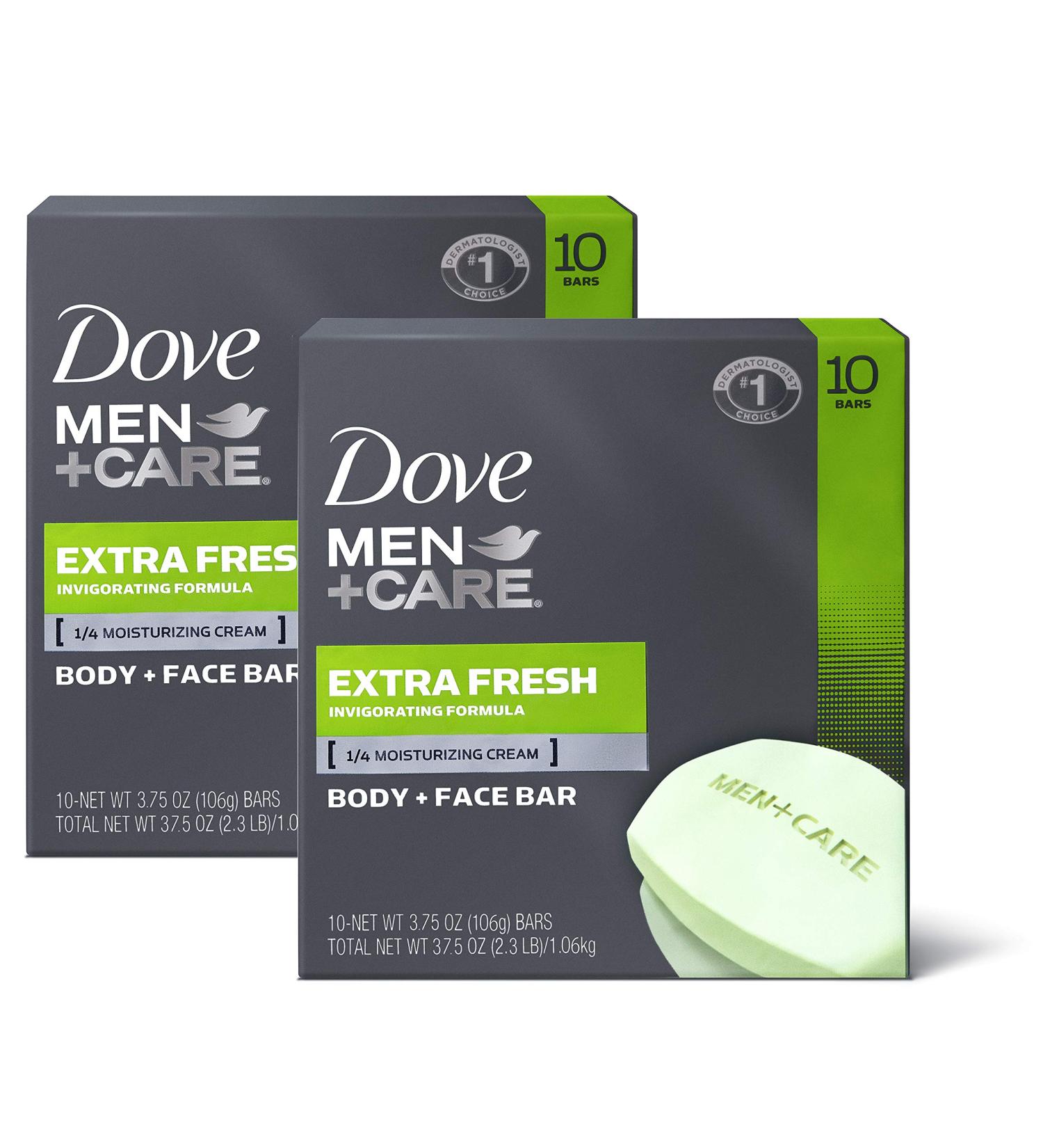 Dove Men+Care Extra Fresh Body and Face Bar - 20 Bars, 40 Ounces (Pack of 2) - Buy Online on GoSupps.com