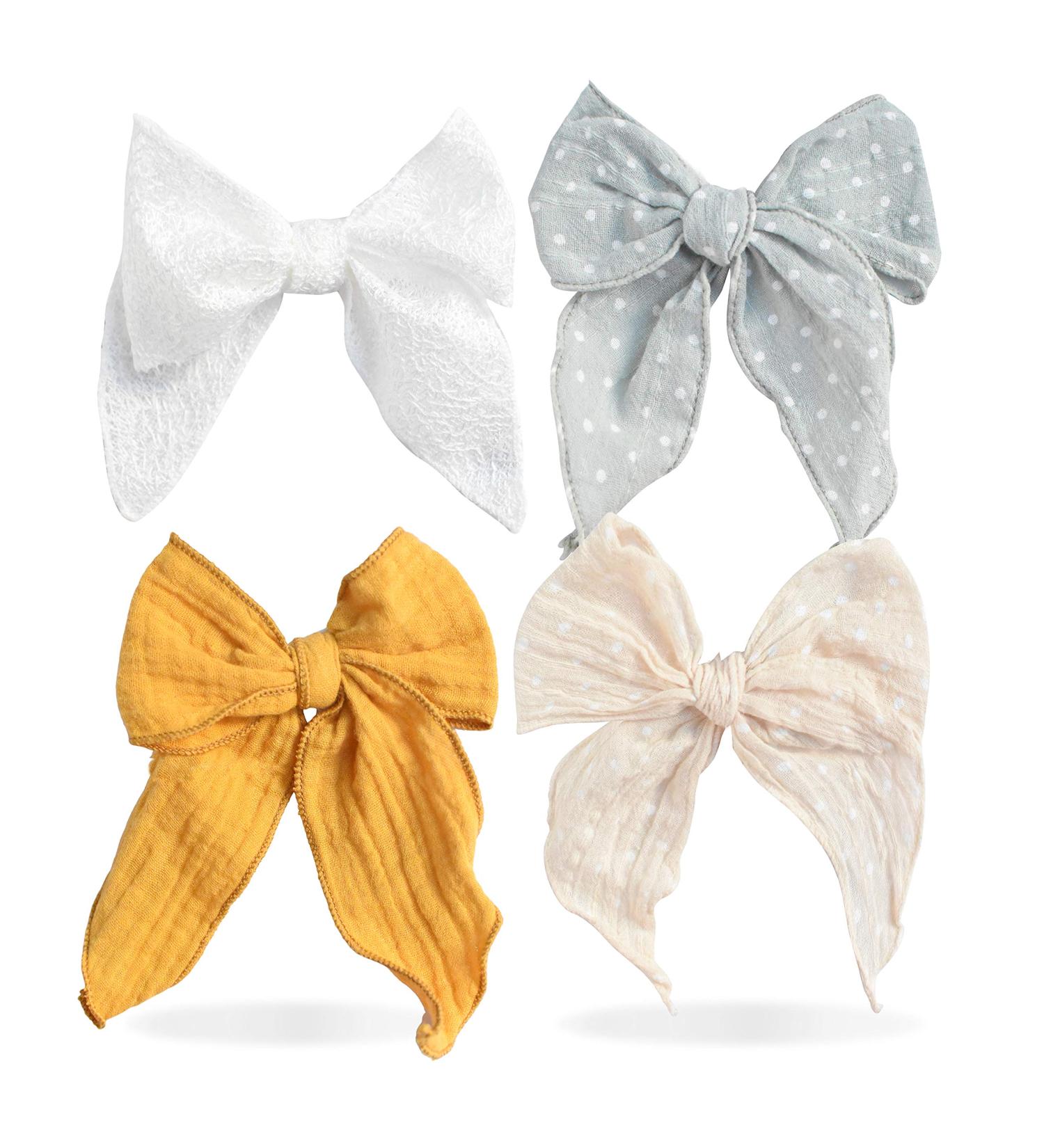 California Tot Big Girl's Mixed Bow Clips - Golden Straw Set of 4 | Cute and Stylish Hair Accessories - Buy Online on GoSupps.com