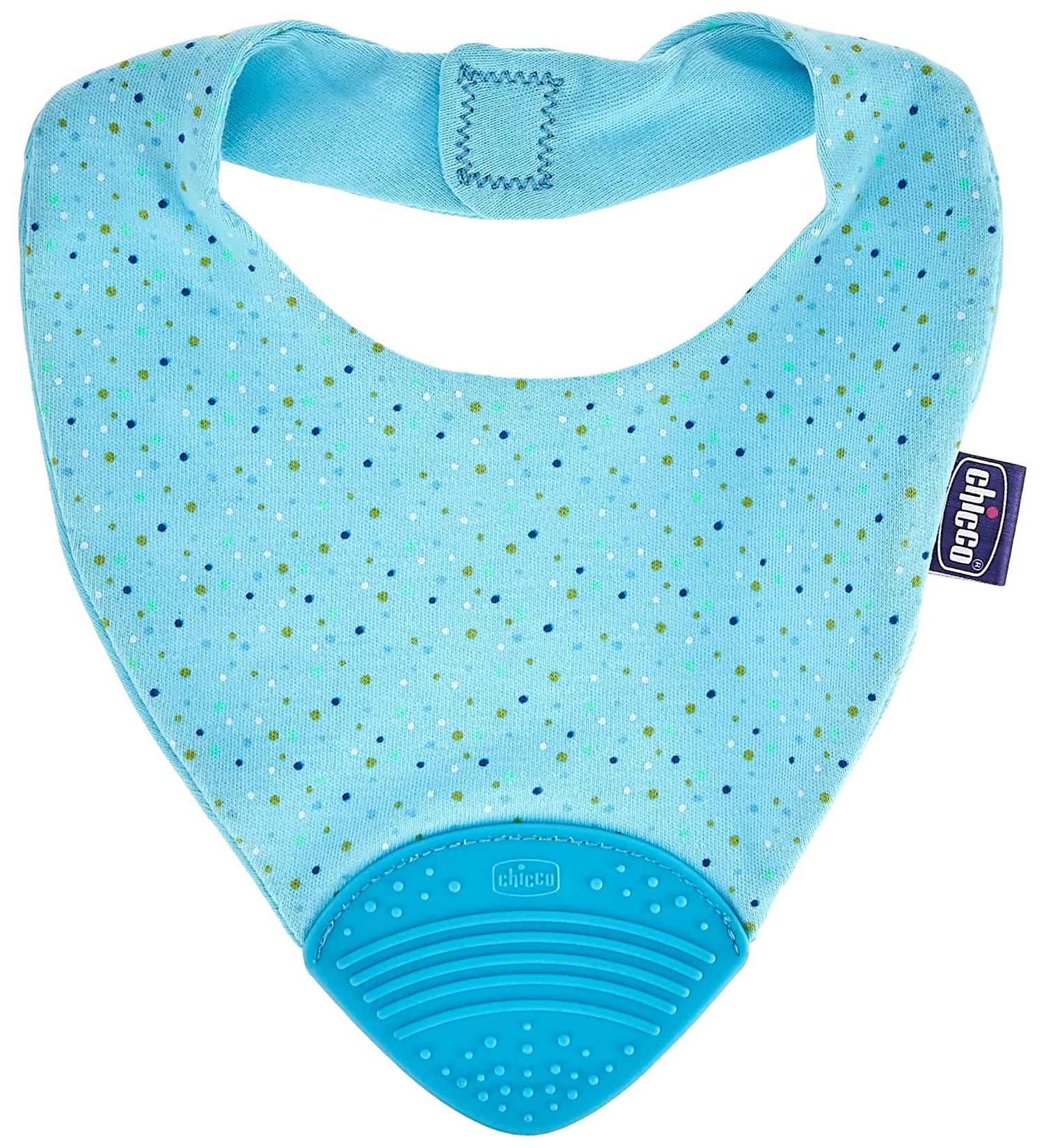 Chicco Blue Bib with Integrated Teething Ring | Easy-to-Clean Baby Bib for Teething Relief - Buy Online on GoSupps.com