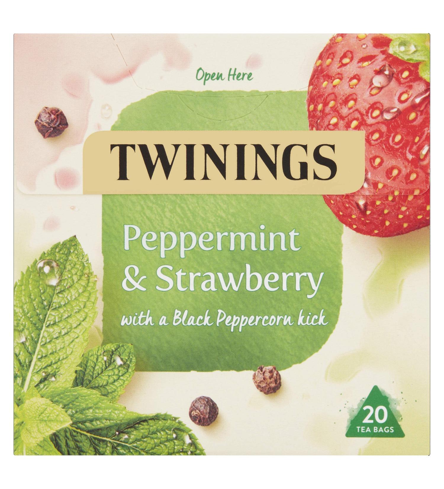 Twinings Peppermint and Strawberry Herbal Tea Bags 20 Tea bags PEPPERMINT/STRAWBERRY Single - Buy Online on GoSupps.com