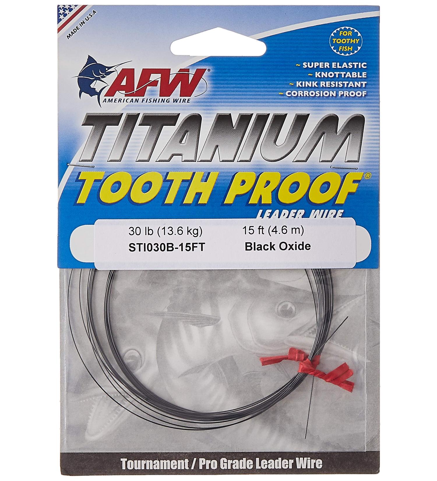 AFW Titanium Tooth Proof Leader Wire Black 15ft - 40lb Test | Single Strand for Fishing - Buy Online on GoSupps.com