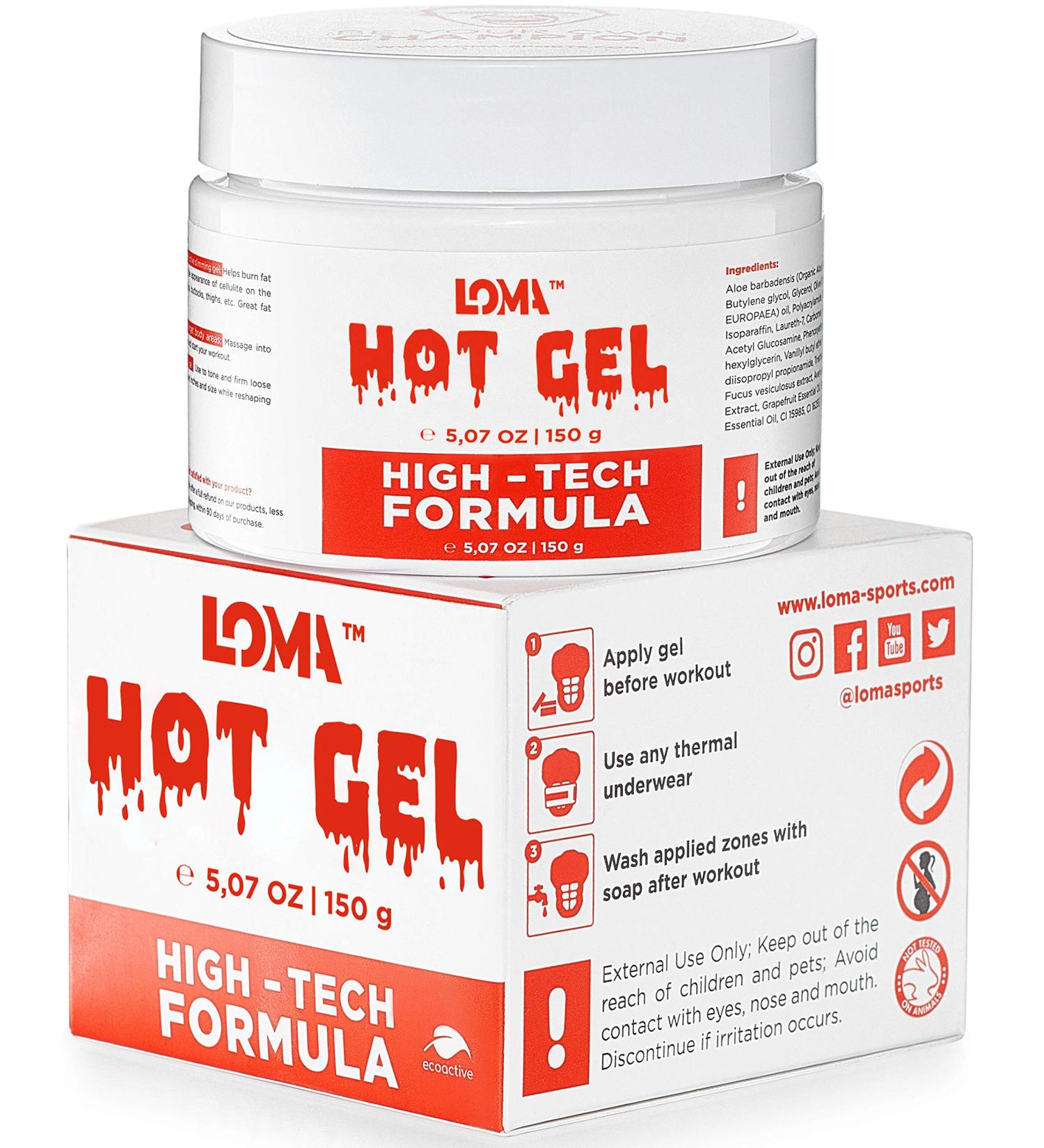 LOMA Hot Gel - Premium Sweat Cream for Women and Men - Skin Tightening Stomach Cream with Aloe Vera Extract - Original Lipo Gel for Enhanced Workouts - Buy Online on GoSupps.com