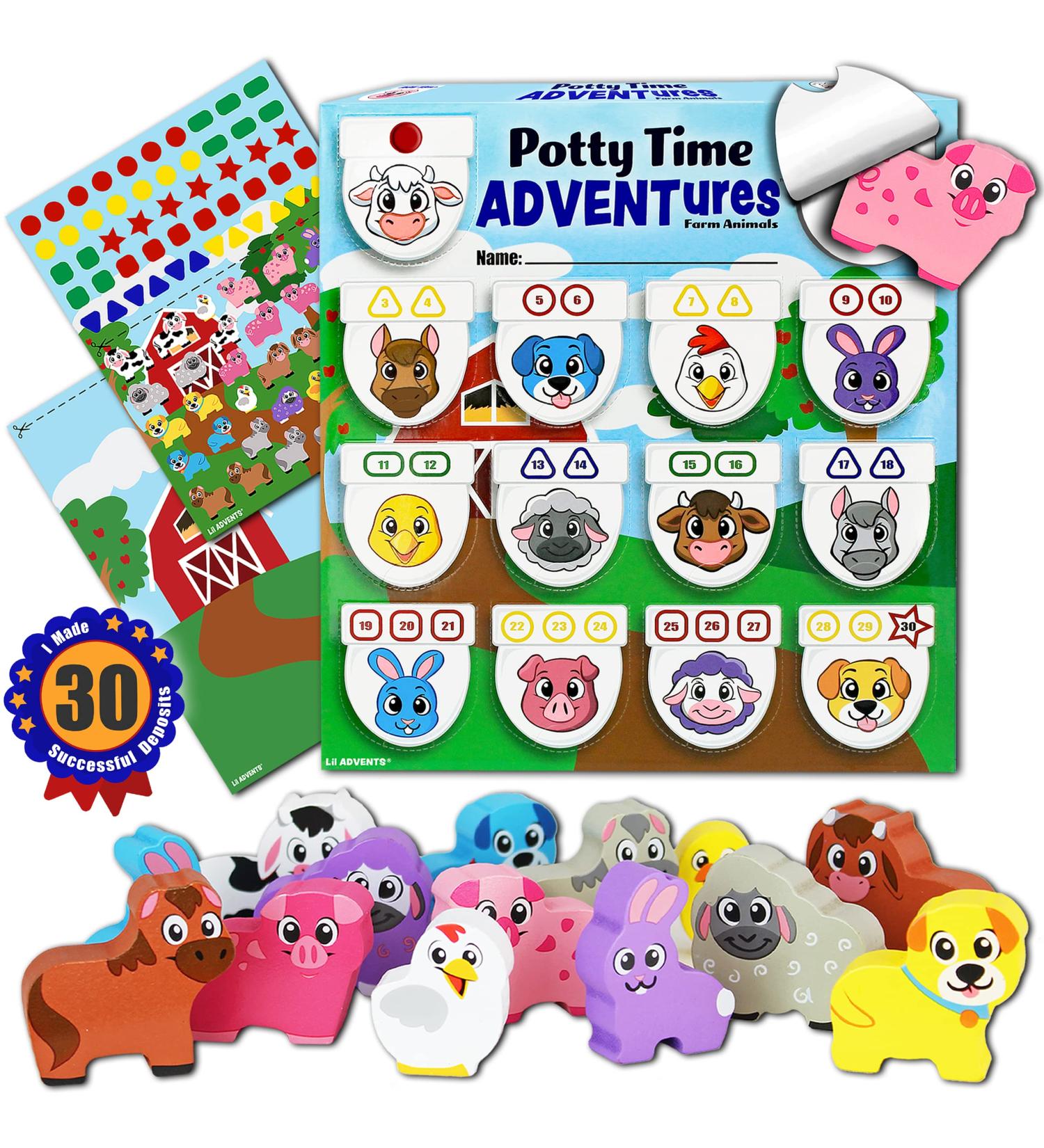 Potty Time Adventures: Wood Block Toy & Reward Chart for Potty Training | Farm Animals | As Seen On Shark Tank - Buy Online on GoSupps.com