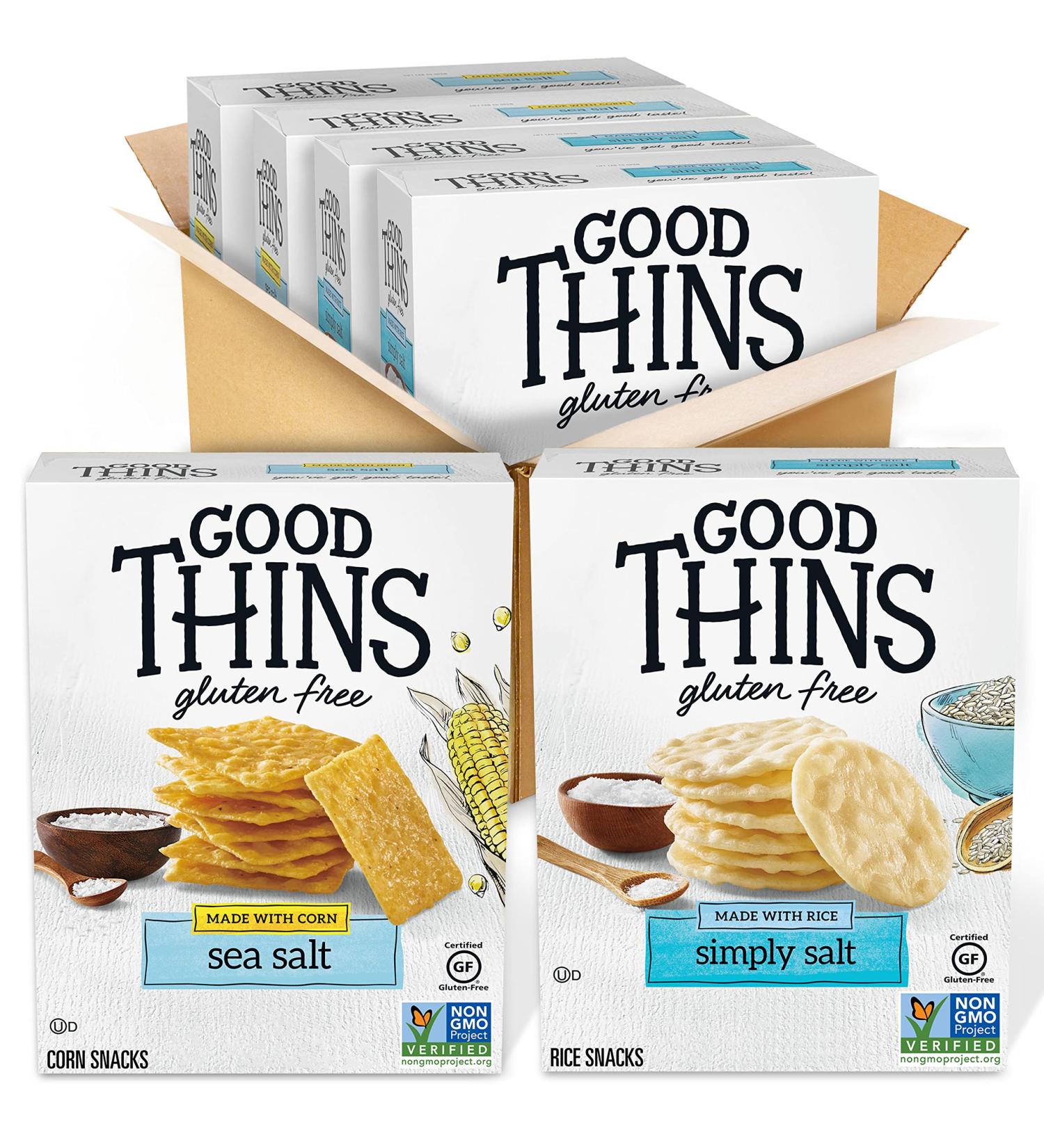 Good Thins Gluten Free Rice & Corn Crackers Variety Pack - 4 Boxes - Buy Online on GoSupps.com