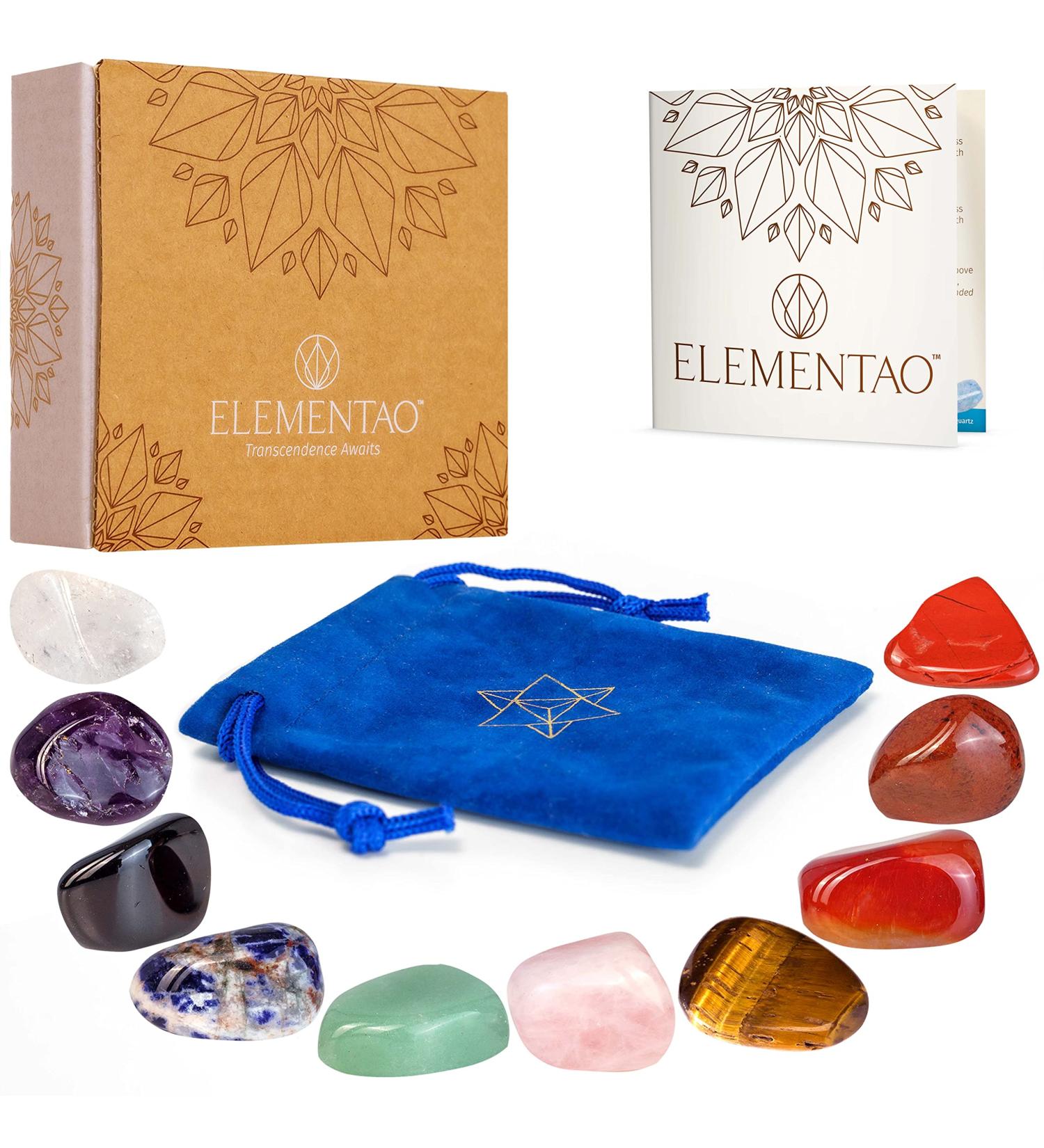 Elementao Chakra Crystals & Healing Stones - 10 Piece Set with Velvet Storage Bag - Reiki, Spiritual Decor, Wiccan Decor, Meditation Accessories - Relaxing Gifts for Women - Buy Online on GoSupps.com