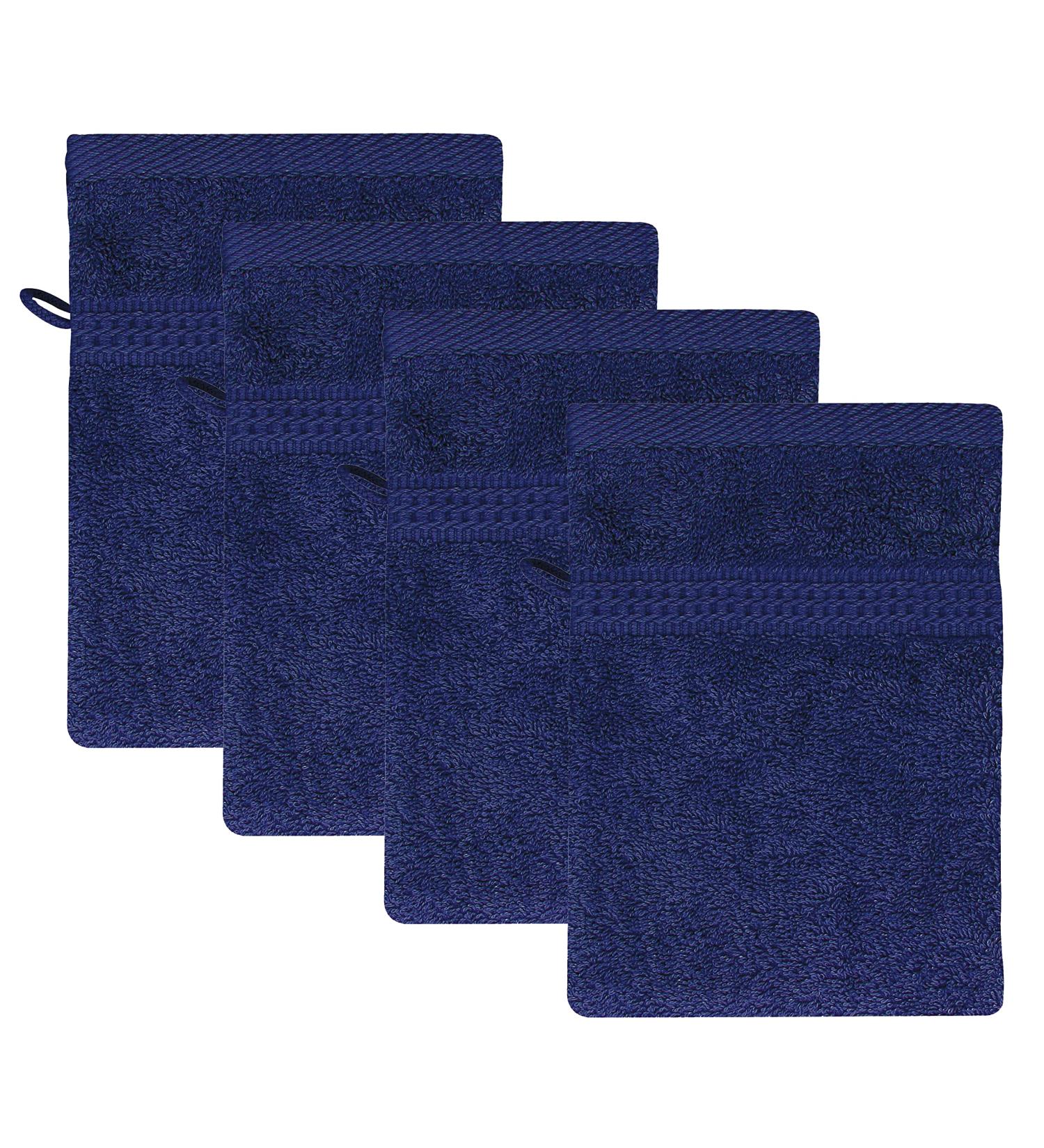 Class Home Collection Washing Gloves Set - 100% Cotton 4 Pack 16x21 cm | Soft & Absorbent Navy Washcloths - Ideal for Home & Travel - Buy Online on GoSupps.com