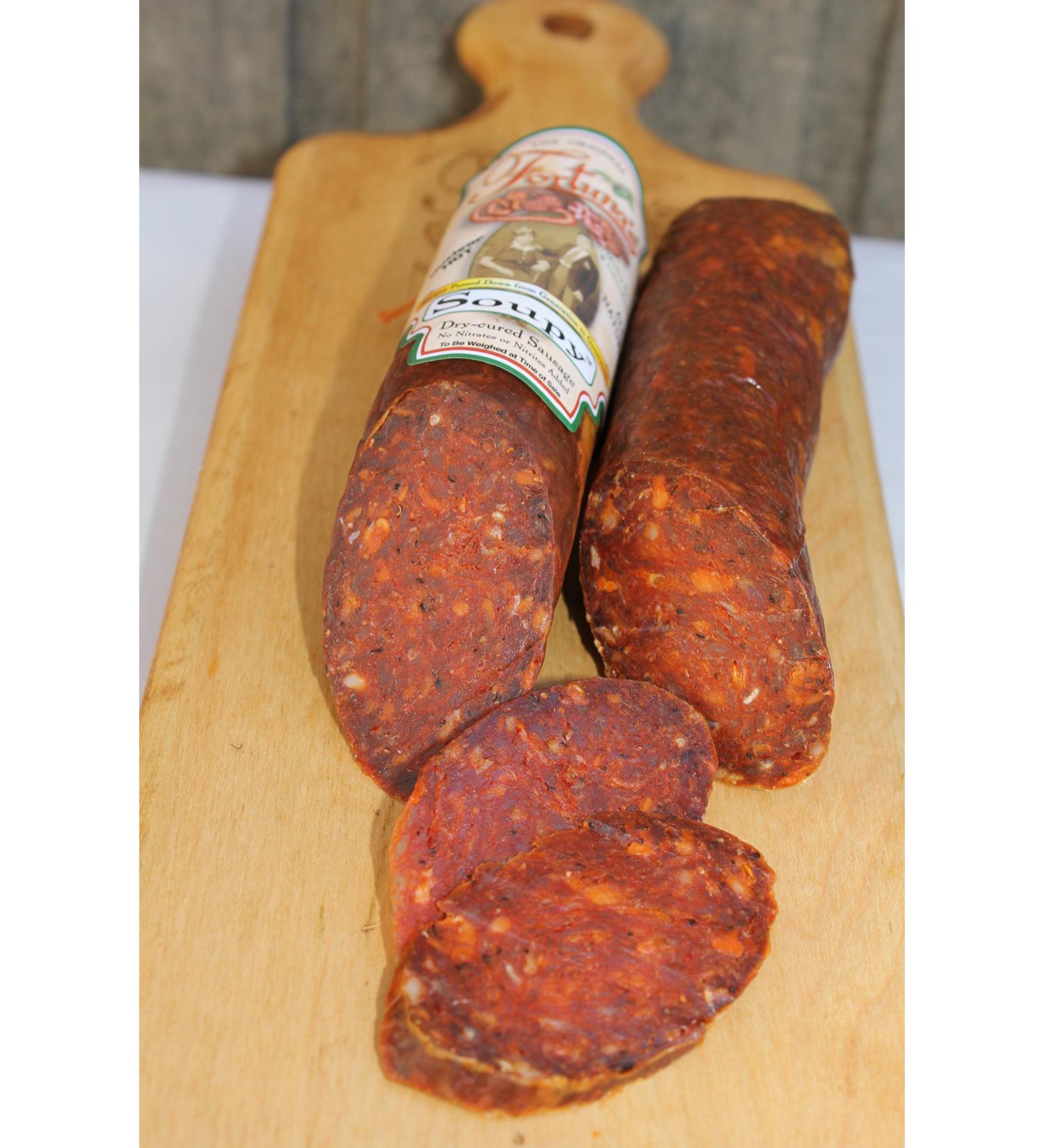 Fortuna's Hot Calabria Style Dry Salami - 2 Pack (10 oz. each) | Handmade Spicy Hot Salami, Nitrate & Gluten-Free - Buy Online on GoSupps.com