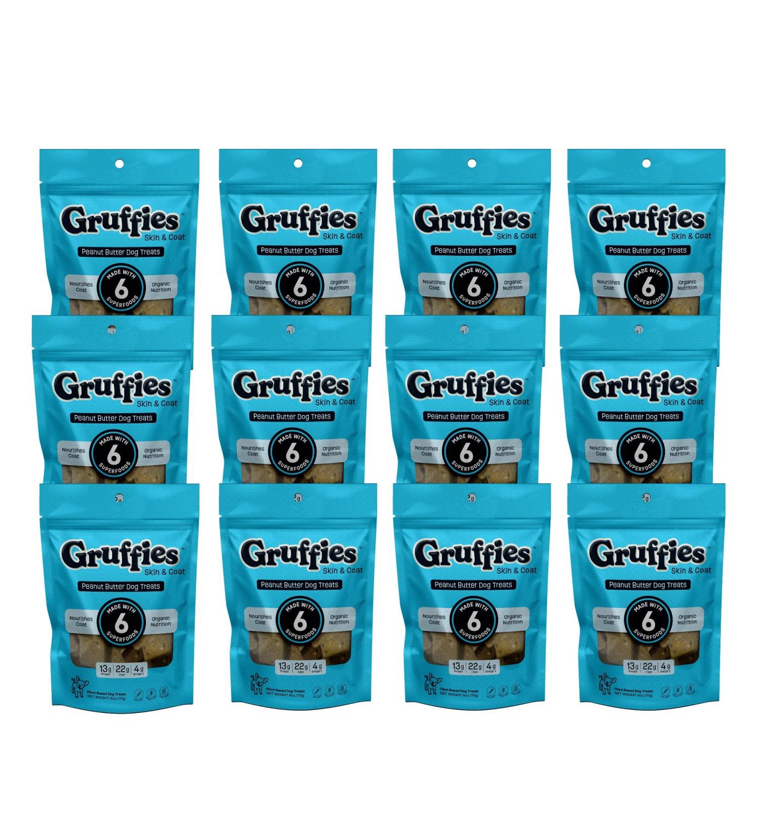 Gruffies Peanut Butter Skin & Coat Dog Treats 170g Natural Ingredients Made in The USA Effective for Sensitive Skin Allergies Supports Shiny Coat and Great for Dog Training - Buy Online on GoSupps.com